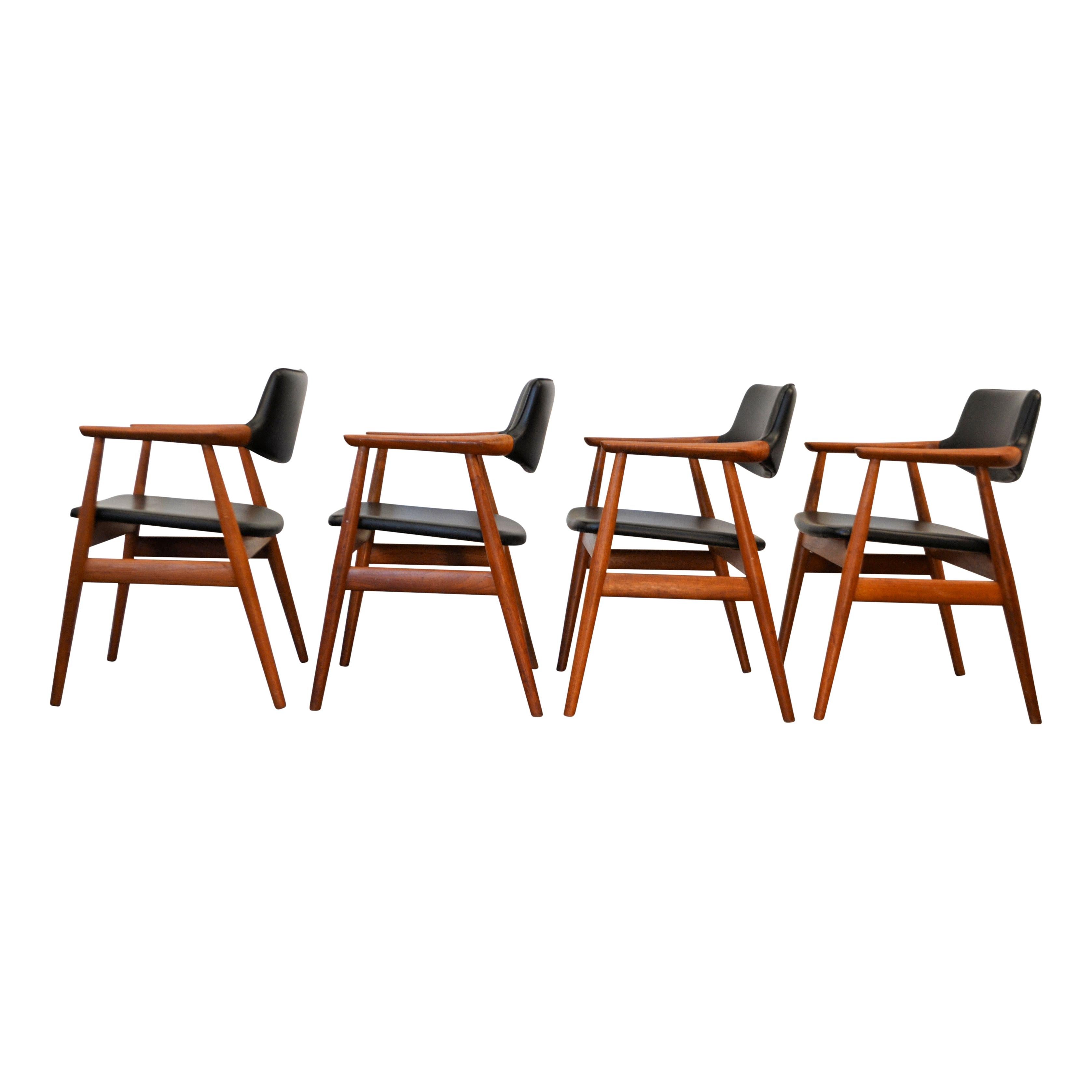 Danish Svend Aage Eriksen Teak Armrest Chairs, Set of Four