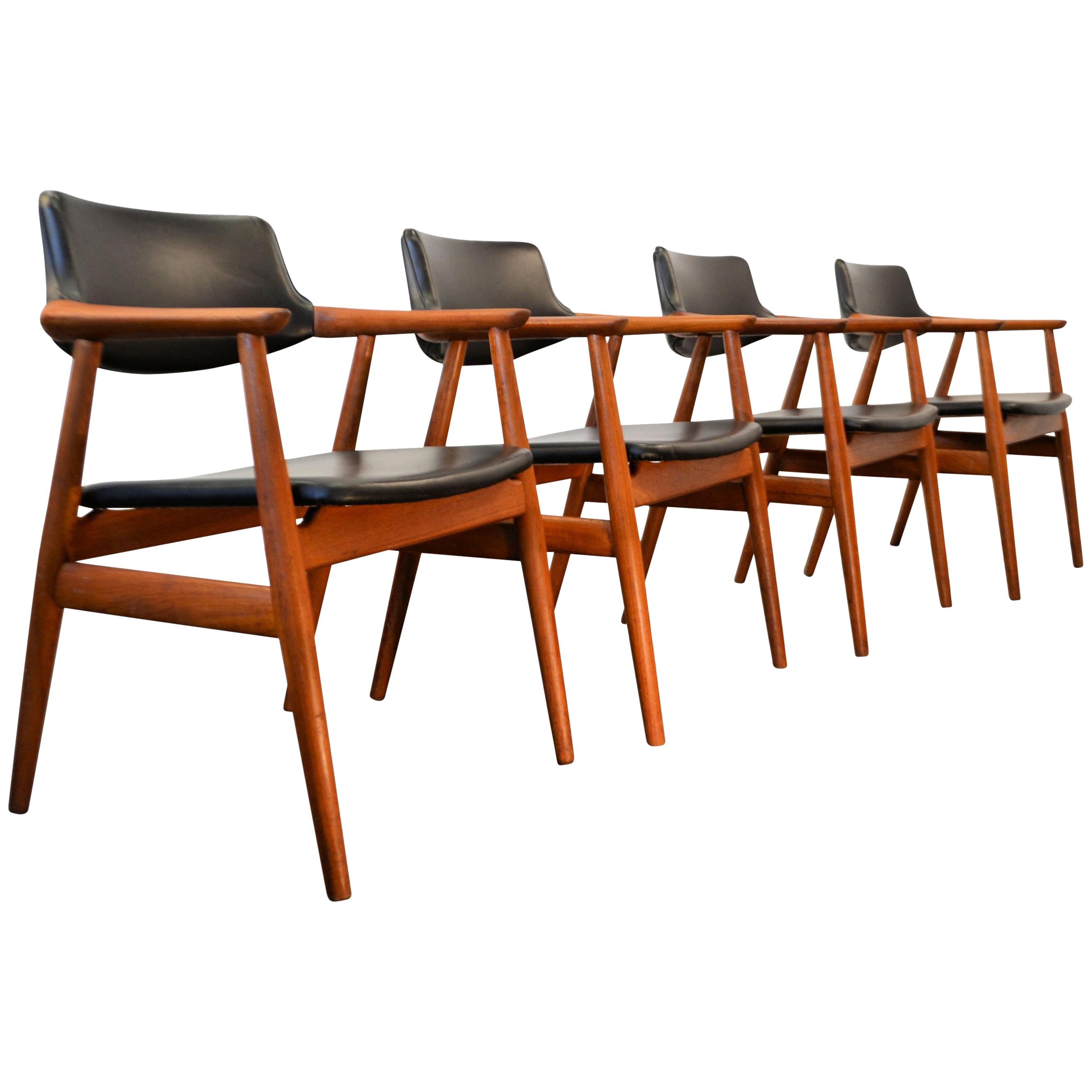 Svend Aage Eriksen Teak Armrest Chairs, Set of Four