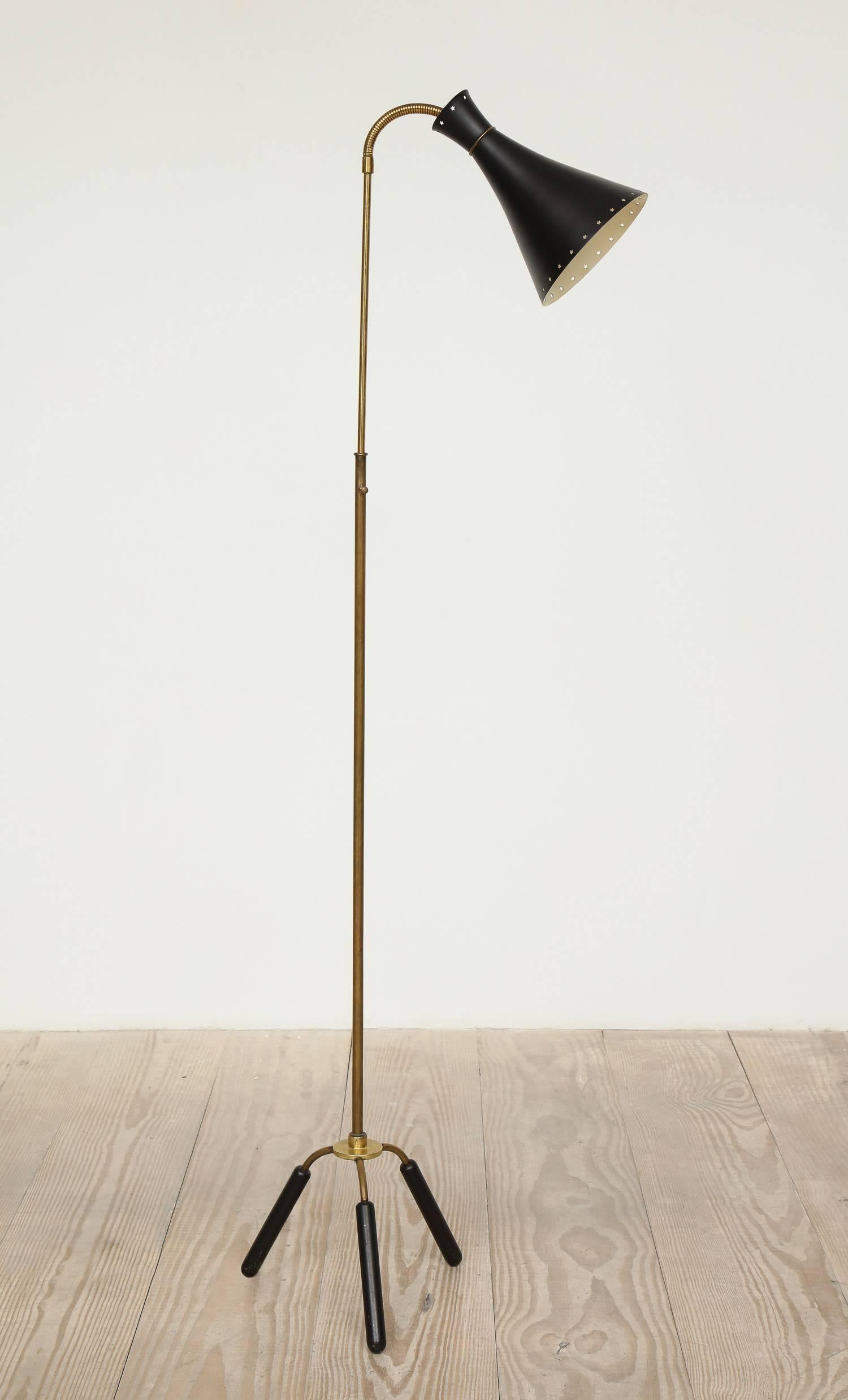 Svend-Åage Holm Sorensen, Danish Adjustable Standing Lamp, Denmark, Circa 1960 In Excellent Condition In New York, NY