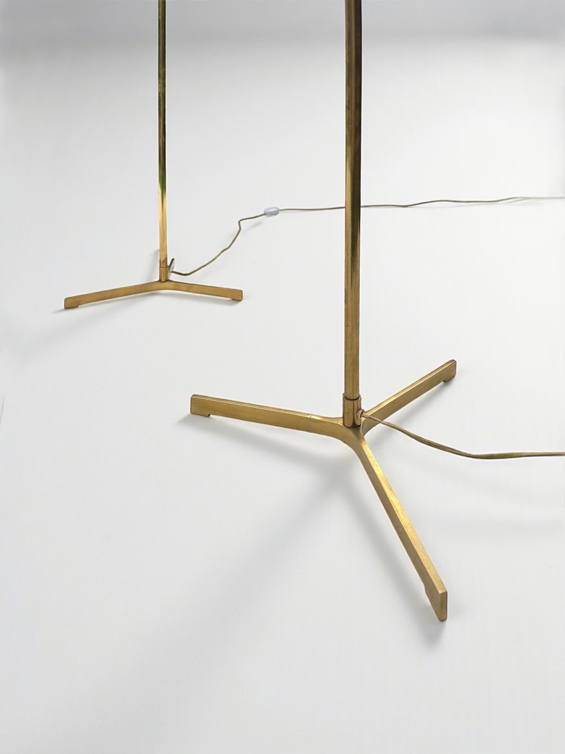Danish Svend Aage Holm-Sorensen Pair of Brass Floor Lamps, Denmark 1950's For Sale