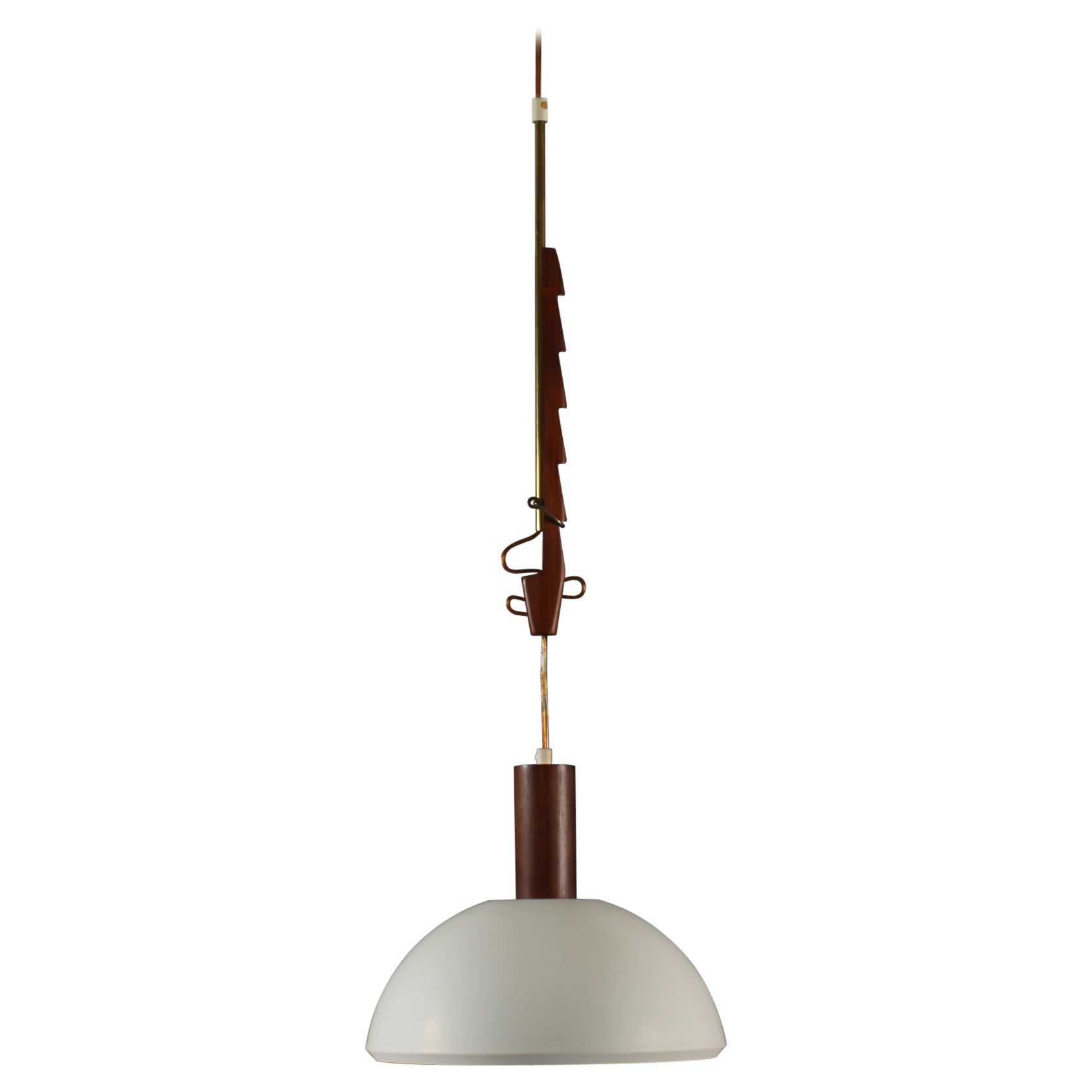 Svend Aage Holm Sørensen Lámpara colgante regulable de palisandro + pantalla de metal en venta
