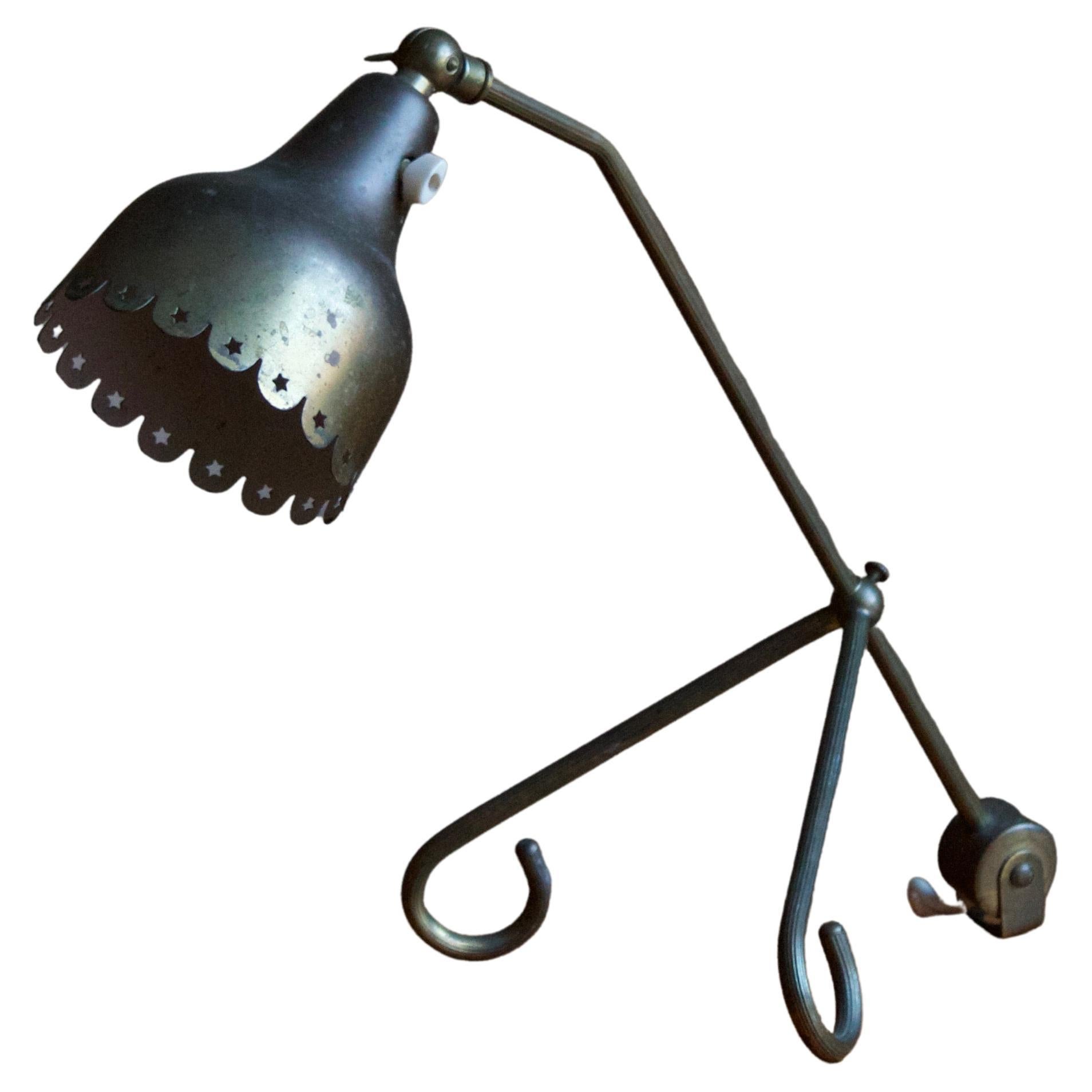 Svend Aage Holm Sørensen, Adjustable Table Lamp, Brass, Denmark, 1950s