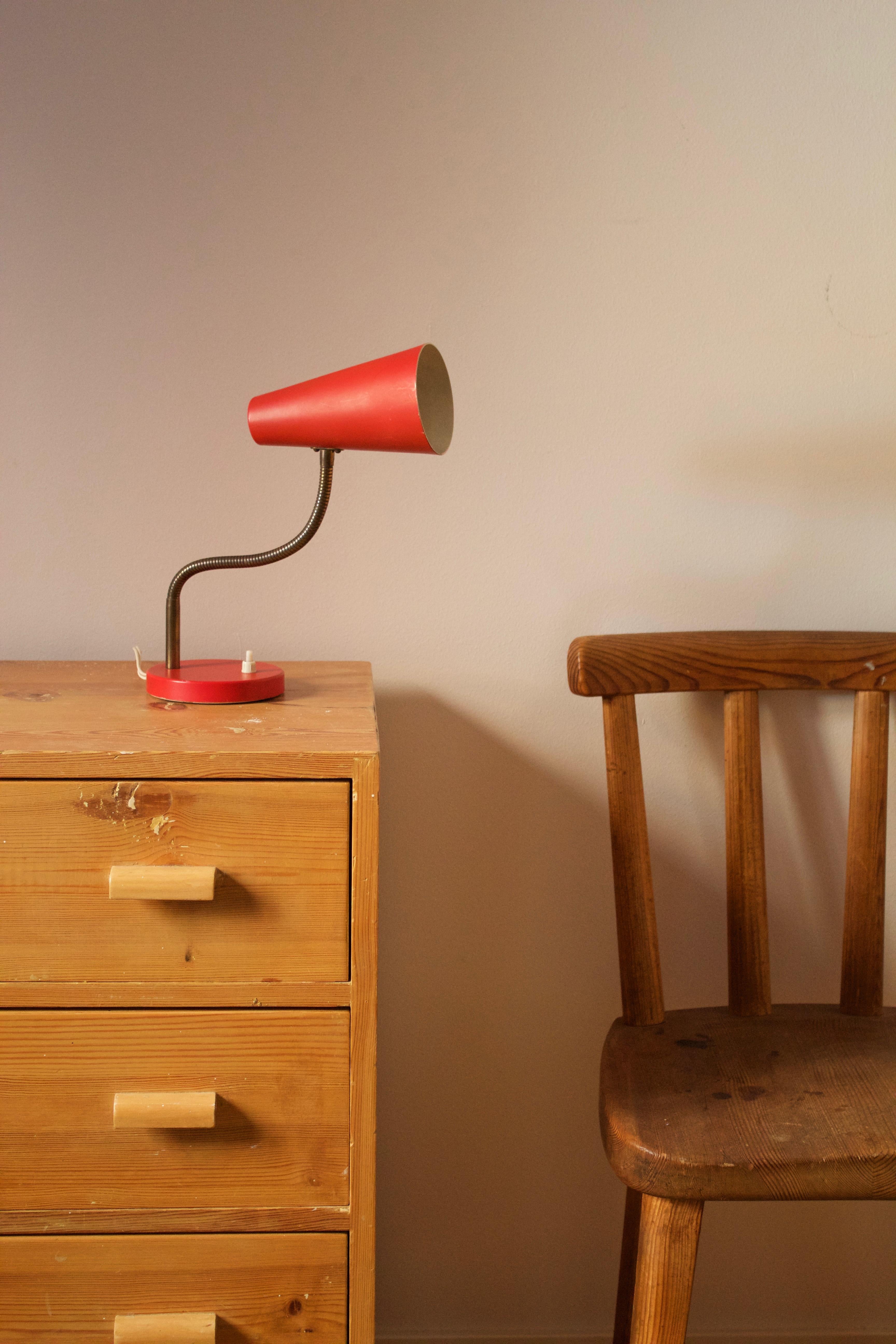 Svend Aage Holm Sørensen, Adjustable Table Lamp, Brass, Metal, Denmark, 1950s 1