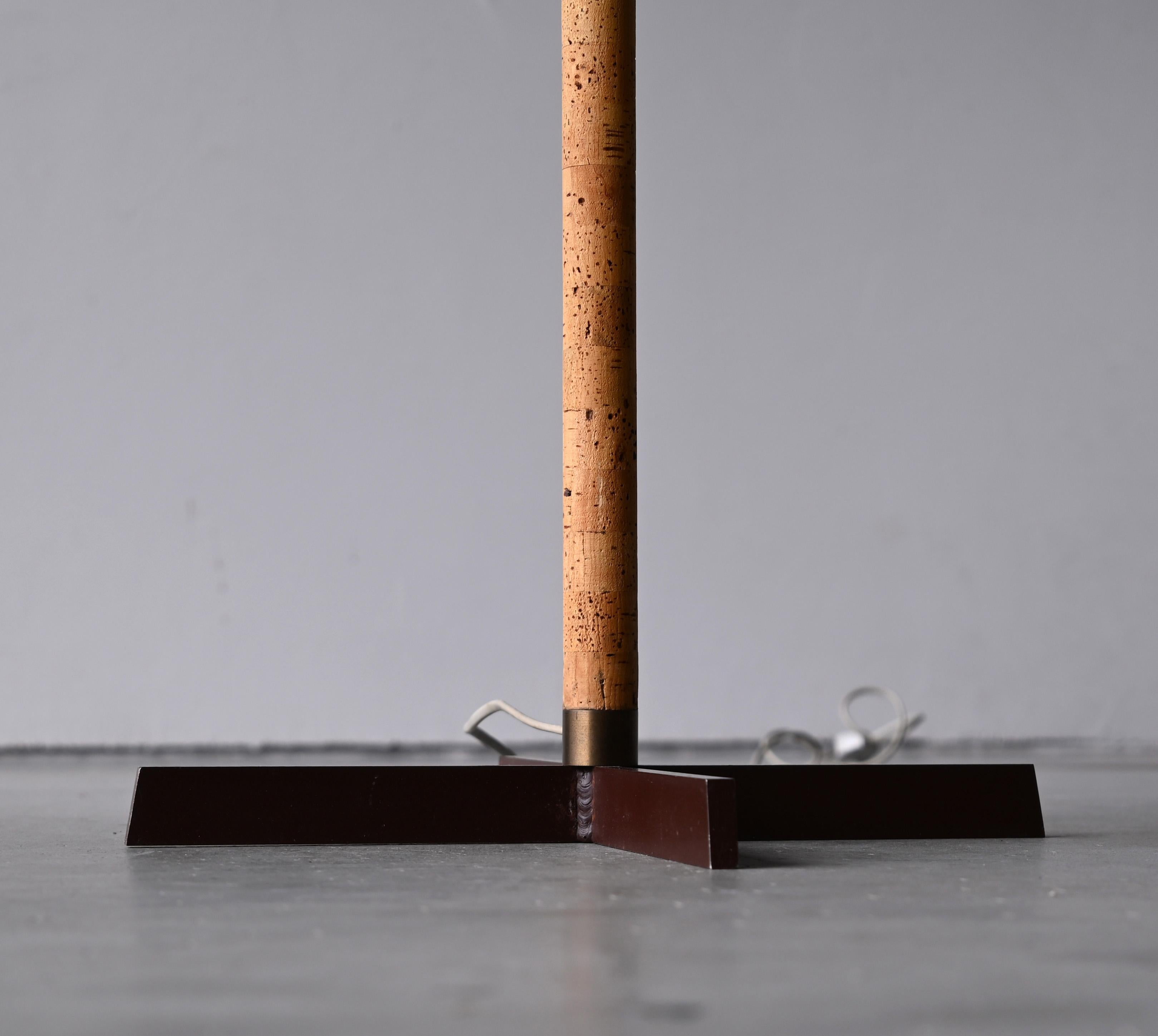 Mid-20th Century Svend Aage Holm Sørensen 'Attributed' Floor Lamp, Metal, Cork, Denmark 1950s