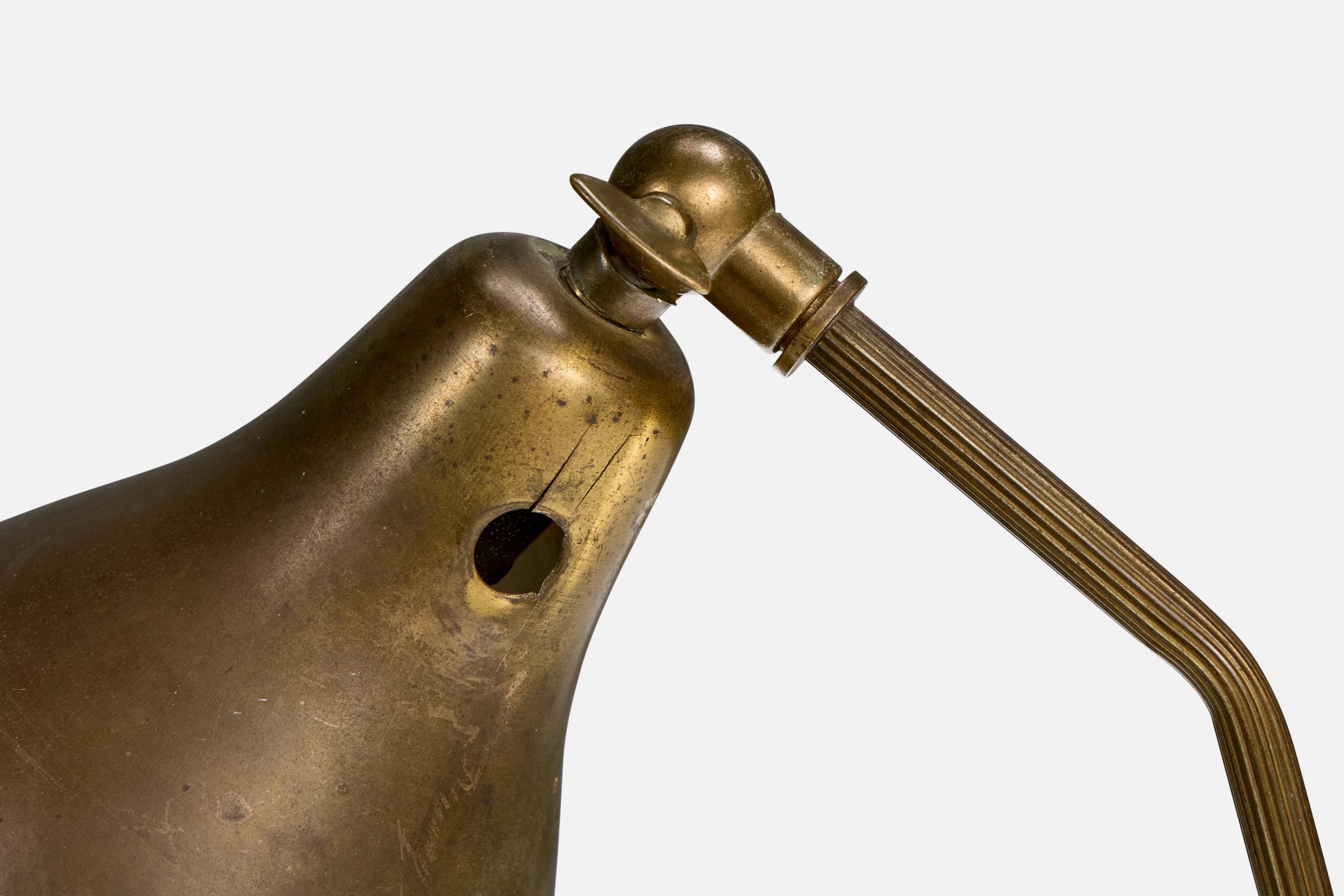 Mid-20th Century Svend Aage Holm Sørensen Attribution, Table Lamp, Brass, Denmark, 1950s For Sale