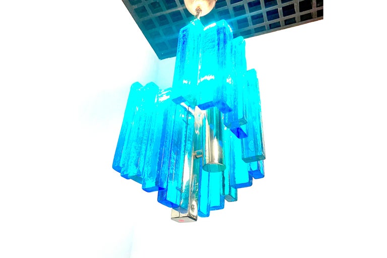Svend Aage Holm Sørensen, Swedish Blue Glass Pendant Light, 1960s In Good Condition For Sale In London, GB