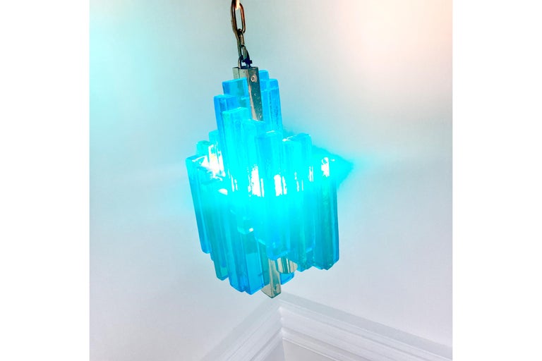 20th Century Svend Aage Holm Sørensen, Swedish Blue Glass Pendant Light, 1960s For Sale