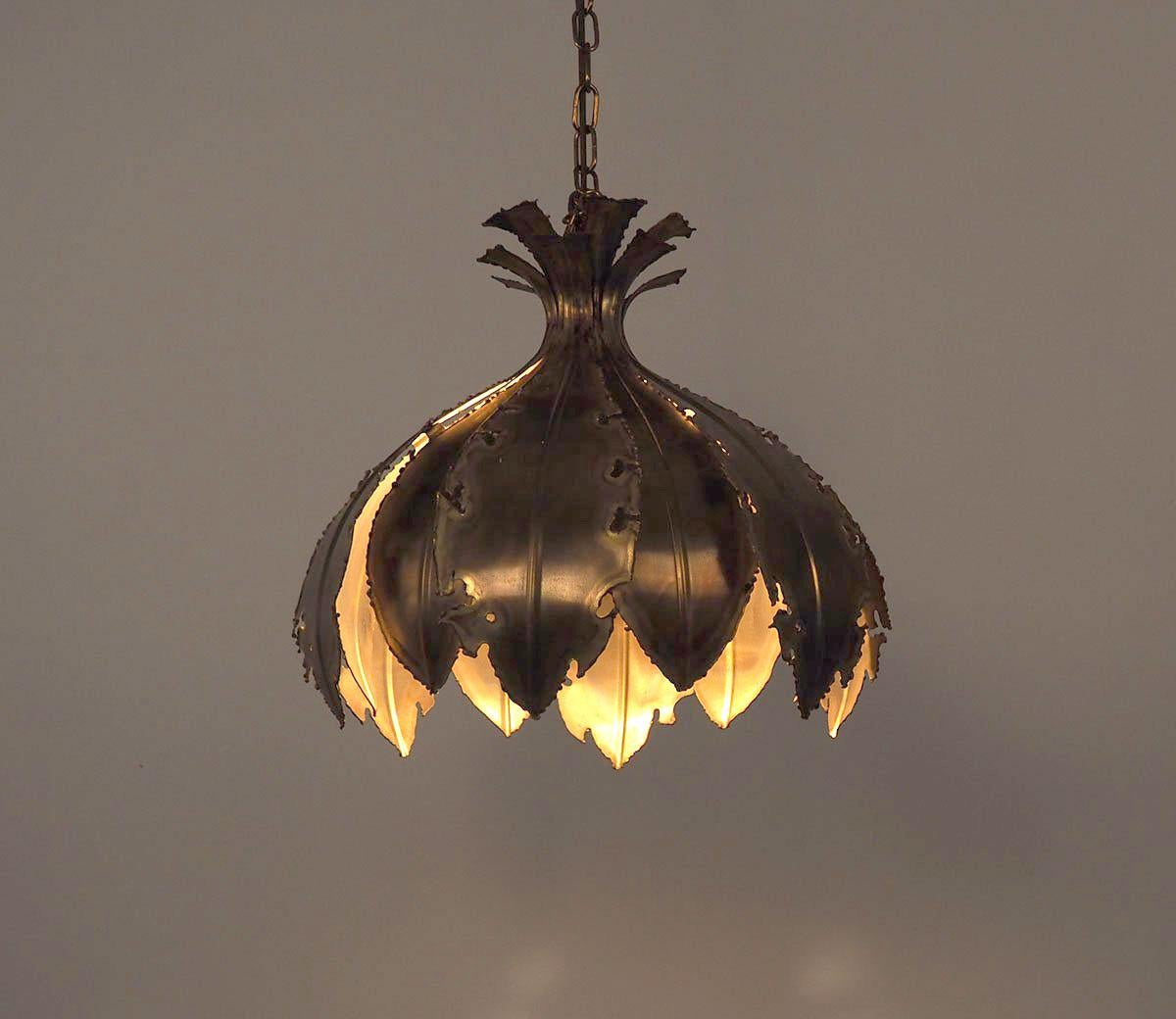 Svend Aage Holm Sørensen Brass Hanging Lamp 1960s For Sale 1
