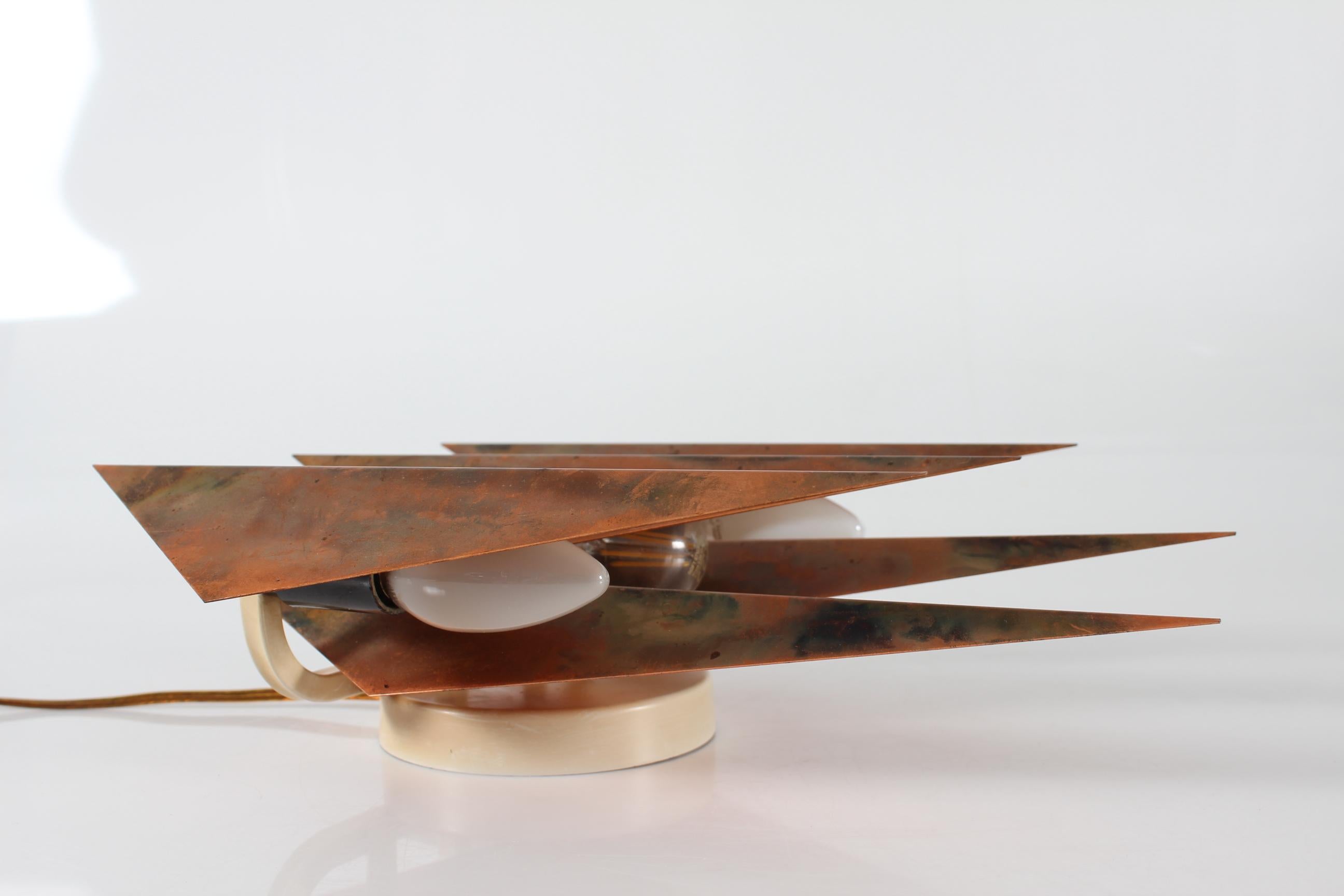 Brutalisme Svend Aage Holm Sørensen Lampe murale torche en cuivre brut Vintage Danemark 1960s en vente