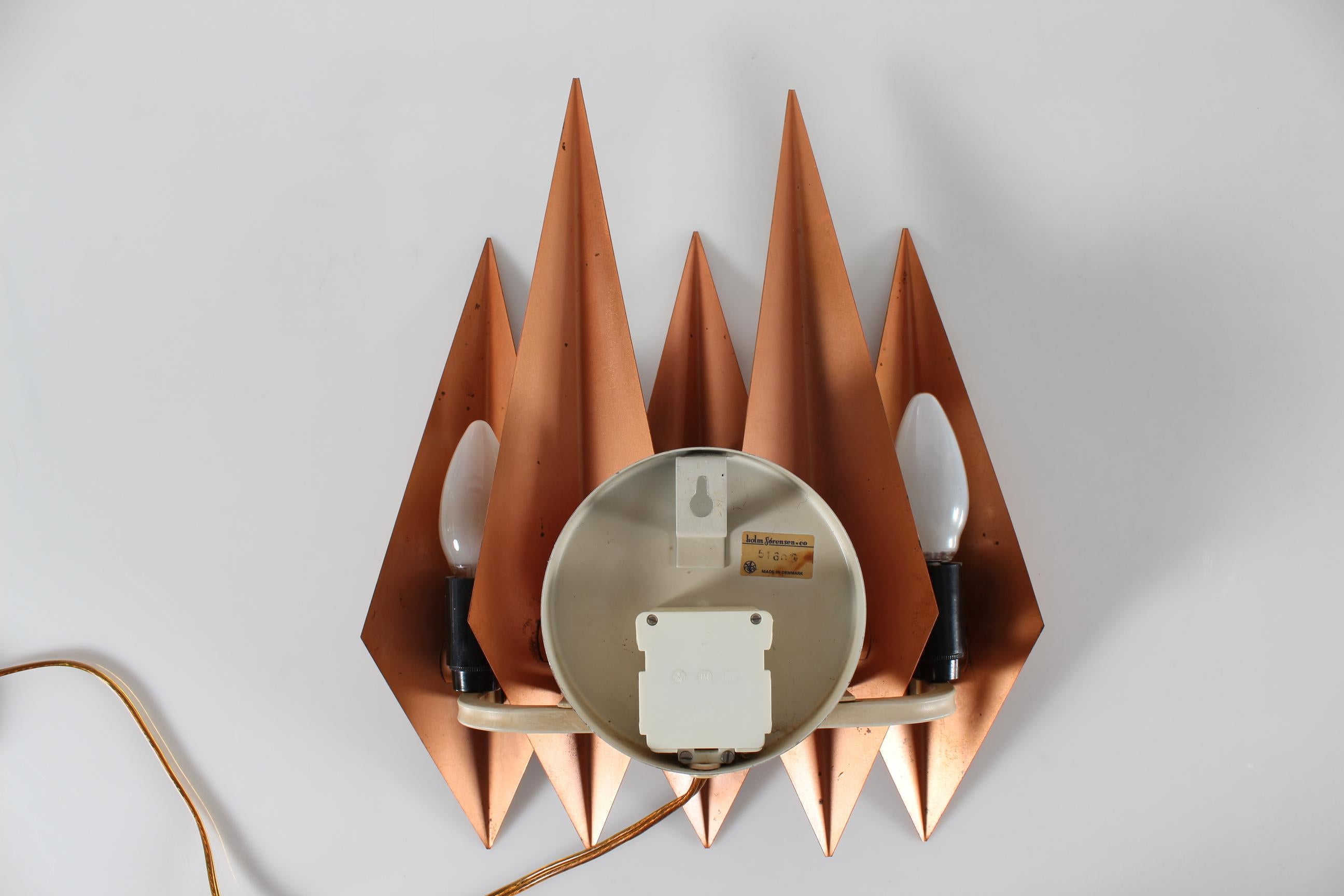 Métal Svend Aage Holm Sørensen Lampe murale torche en cuivre brut Vintage Danemark 1960s en vente