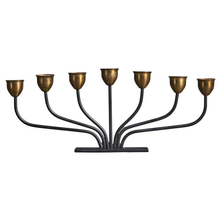 Svend Aage Holm Sørensen, Candelabra, Brass, Metal, Denmark, 1950s For