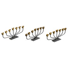 Svend Aage Holm Sørensen, Candelabras, Brass, Iron, Denmark, 1950s