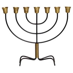 Svend Aage Holm Sørensen Danish Mid-century Modern Steel and Brass Menorah