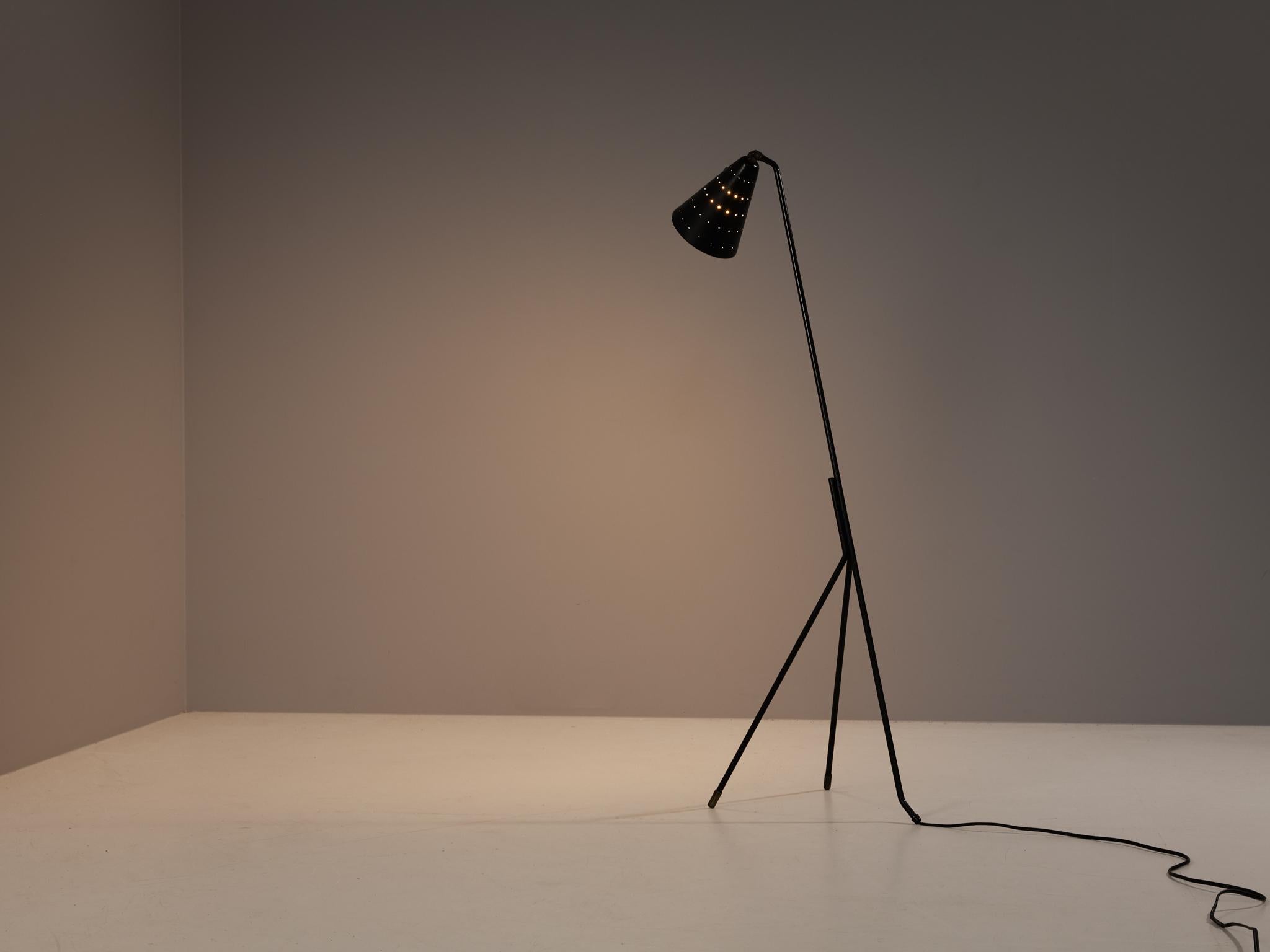 Scandinavian Modern Svend Aage Holm Sørensen Floor Lamp with Perforated Shade