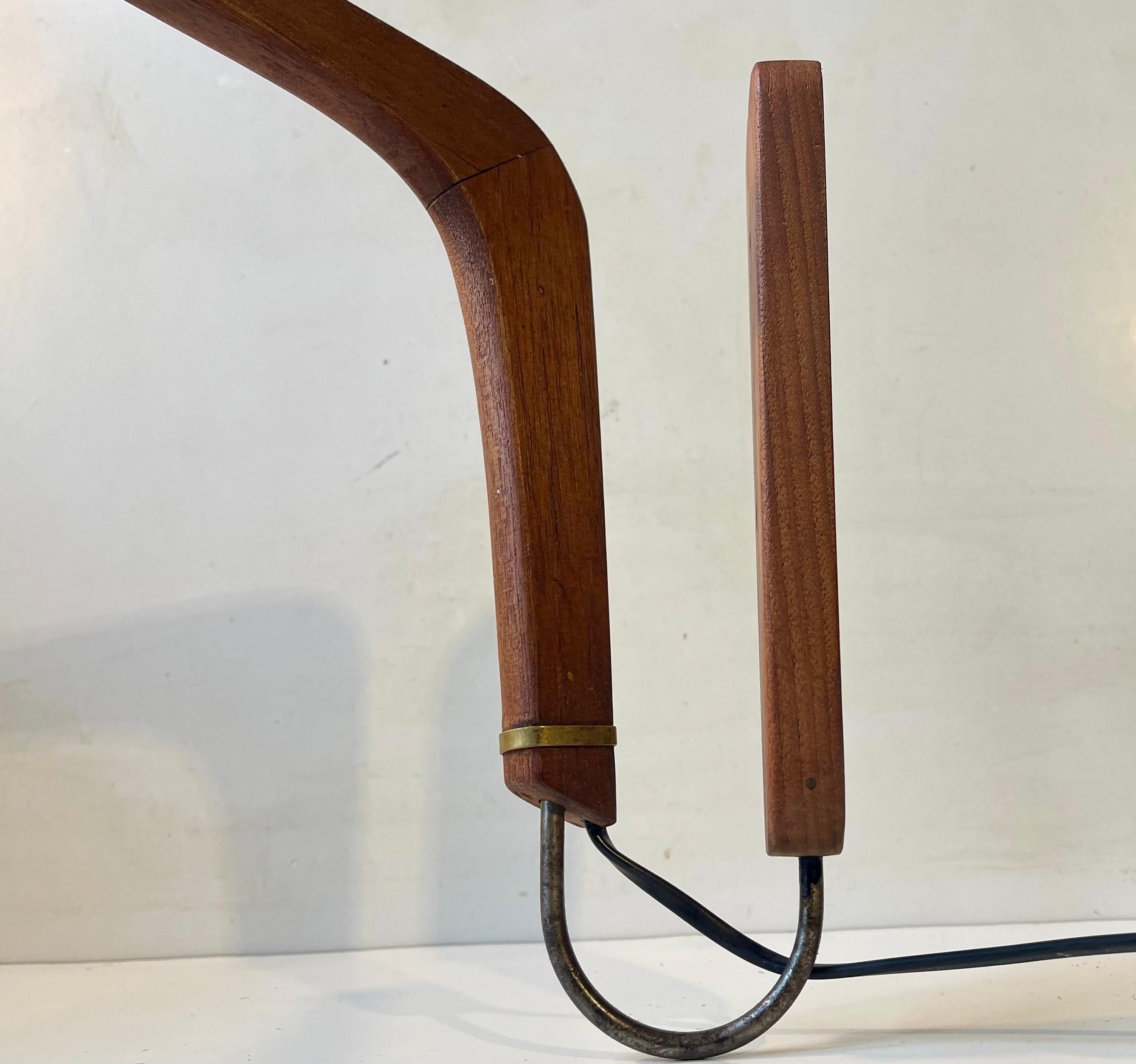 Mid-20th Century Svend Aage Holm Sørensen Large Articulated Wall Lamp in Teak and Brass, 1950s For Sale