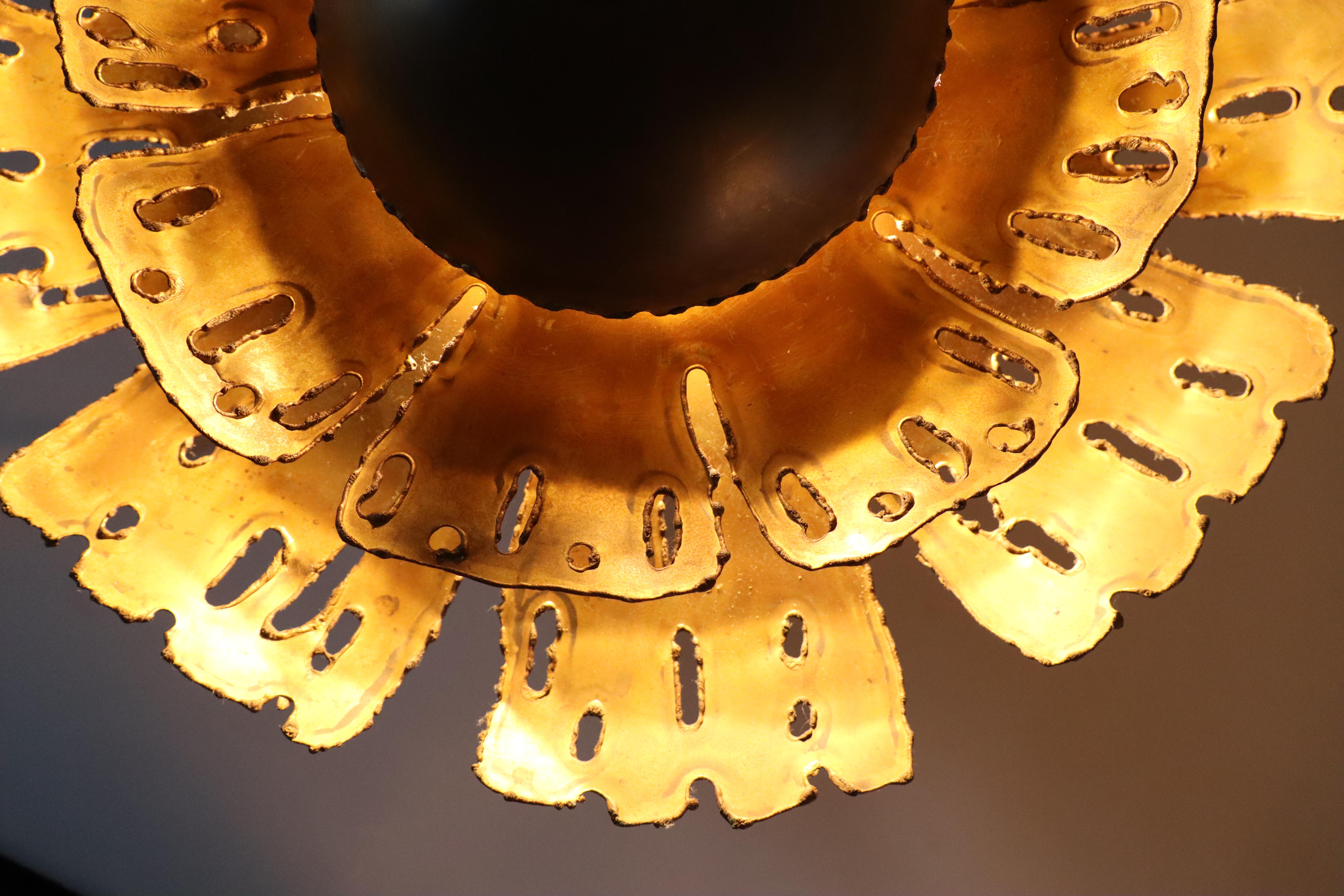 Svend Aage Holm Sørensen Midcentury Sun Wall Light of Brass Made in Denmark 1960 For Sale 5