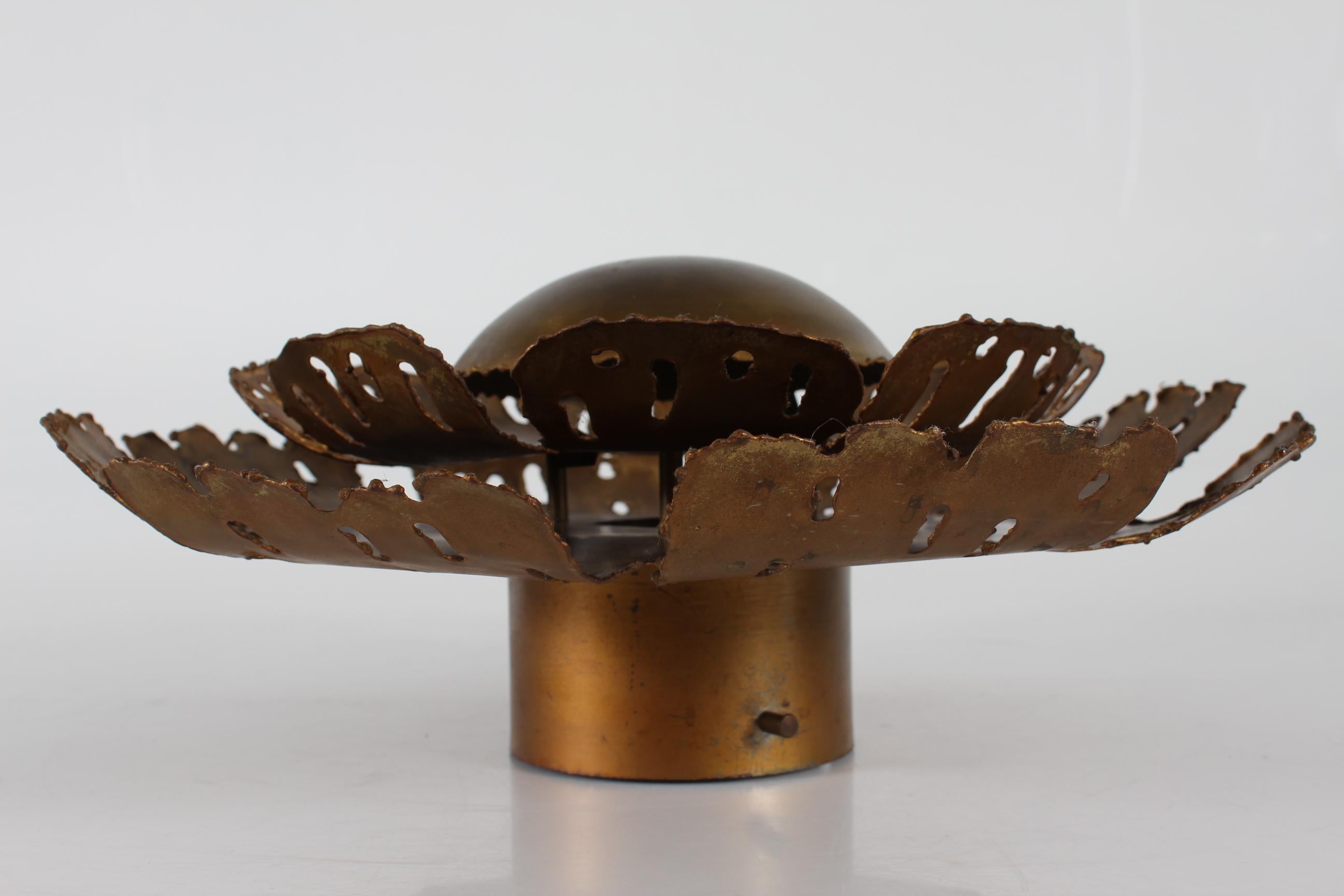 Danish Svend Aage Holm Sørensen Midcentury Sun Wall Light of Brass Made in Denmark 1960 For Sale