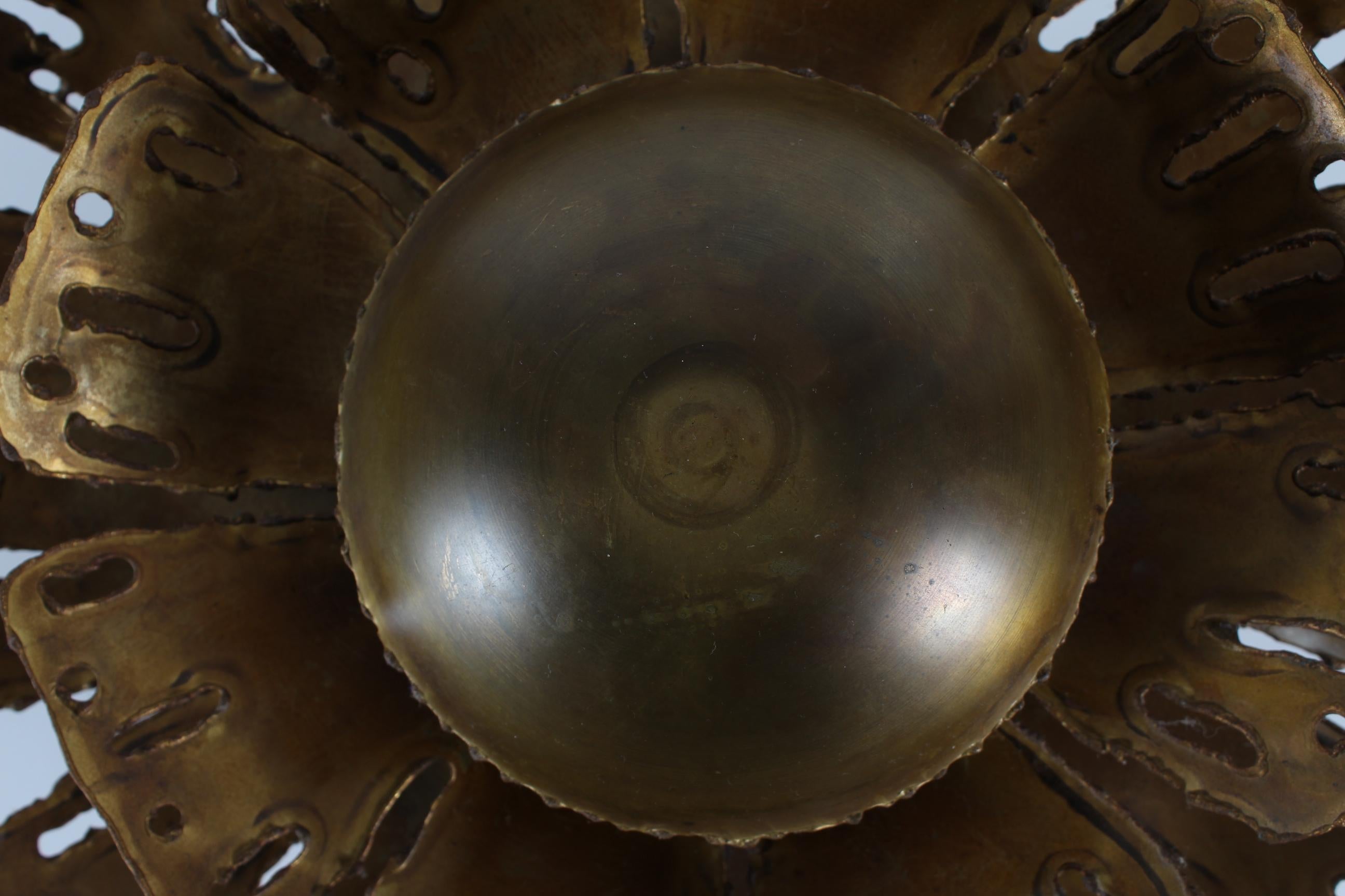 20th Century Svend Aage Holm Sørensen Midcentury Sun Wall Light of Brass Made in Denmark 1960 For Sale