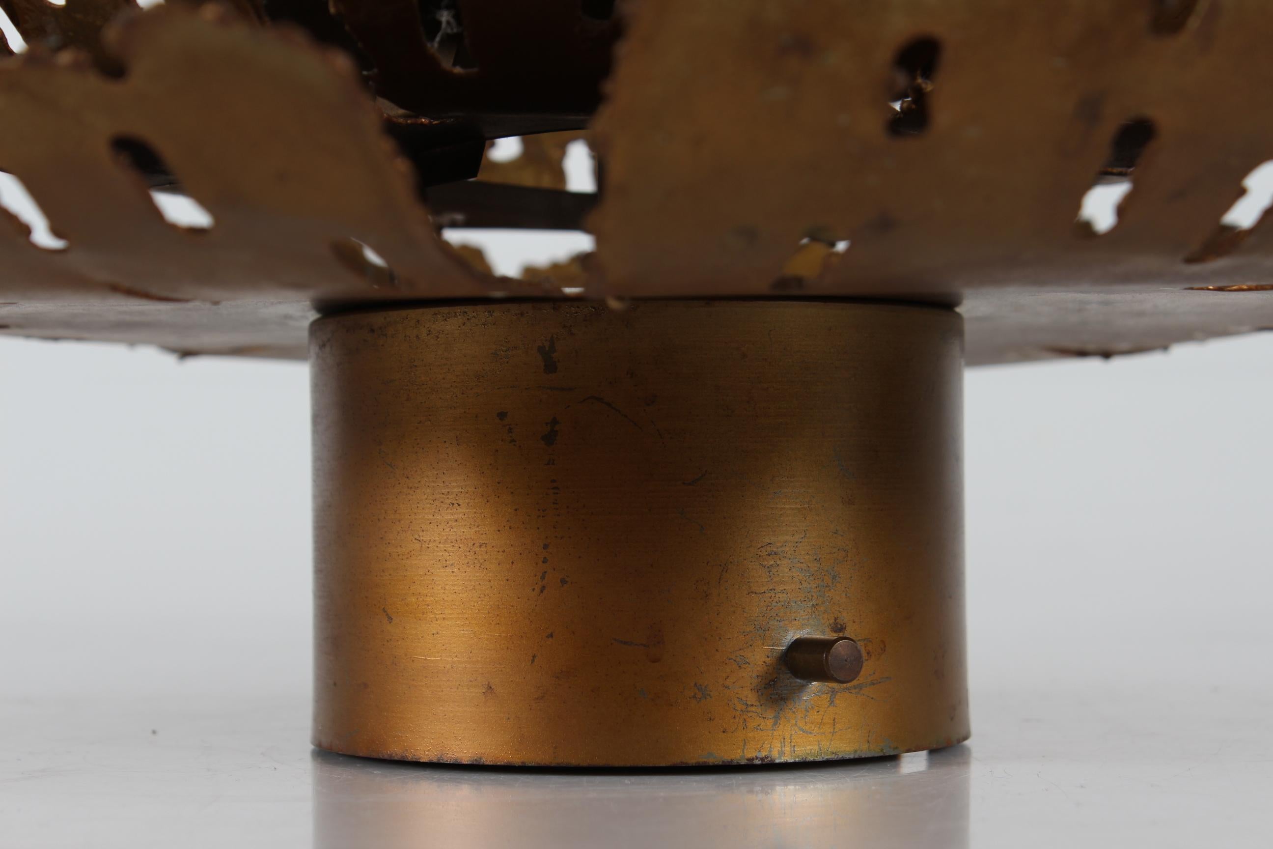 Svend Aage Holm Sørensen Midcentury Sun Wall Light of Brass Made in Denmark 1960 For Sale 1