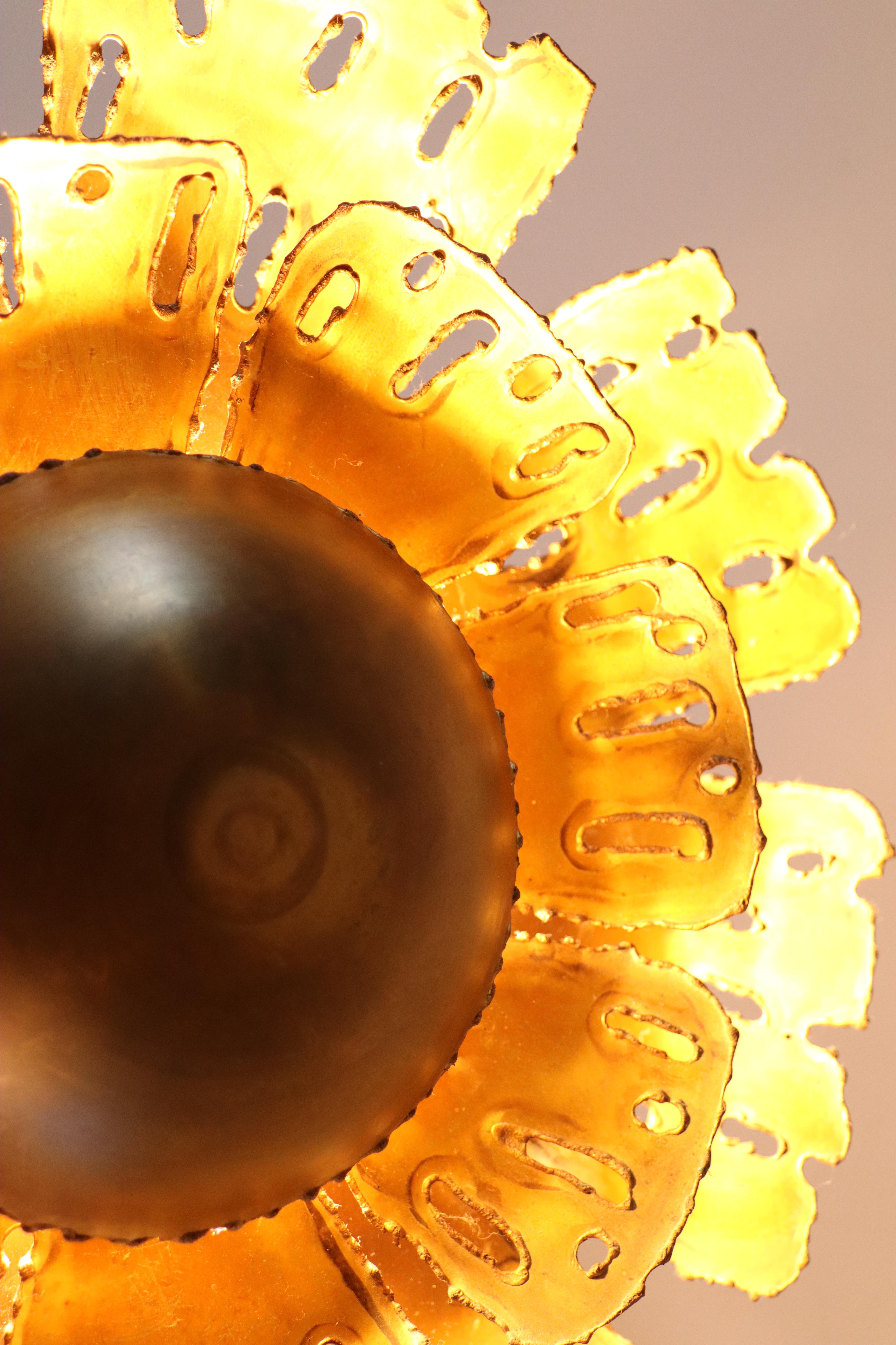 Svend Aage Holm Sørensen Midcentury Sun Wall Light of Brass Made in Denmark 1960 For Sale 3