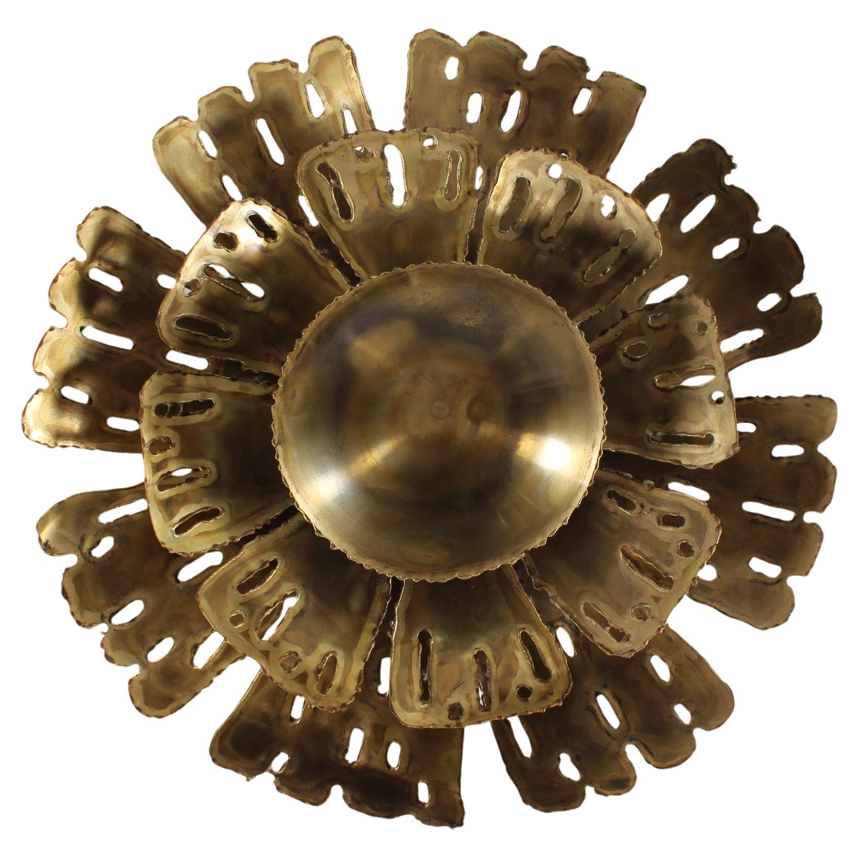 Svend Aage Holm Sørensen Midcentury Sun Wall Light of Brass Made in Denmark 1960