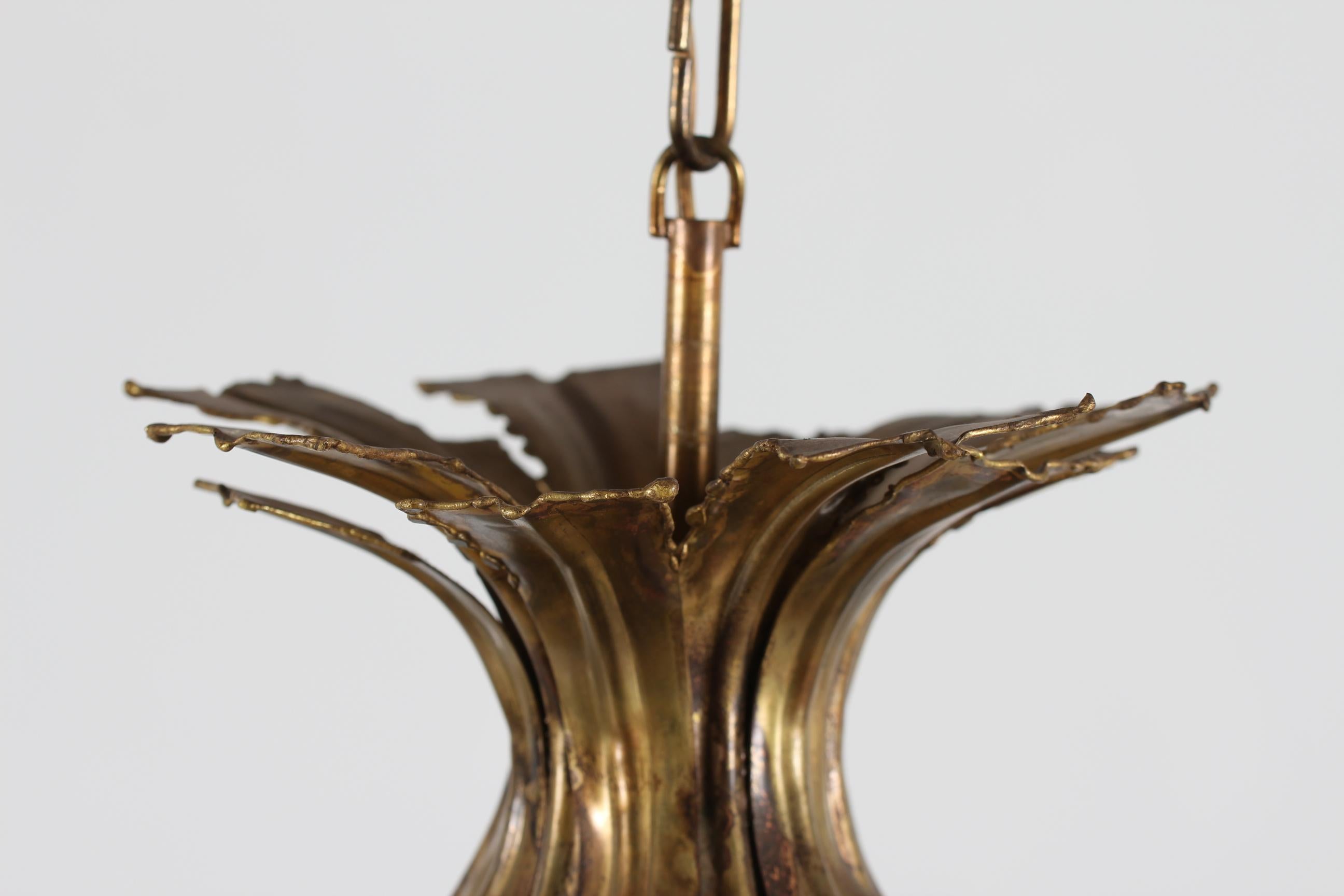 20th Century Svend Aage Holm Sørensen Onion Brutalist Pendant of Brass Made in Denmark 1960s For Sale