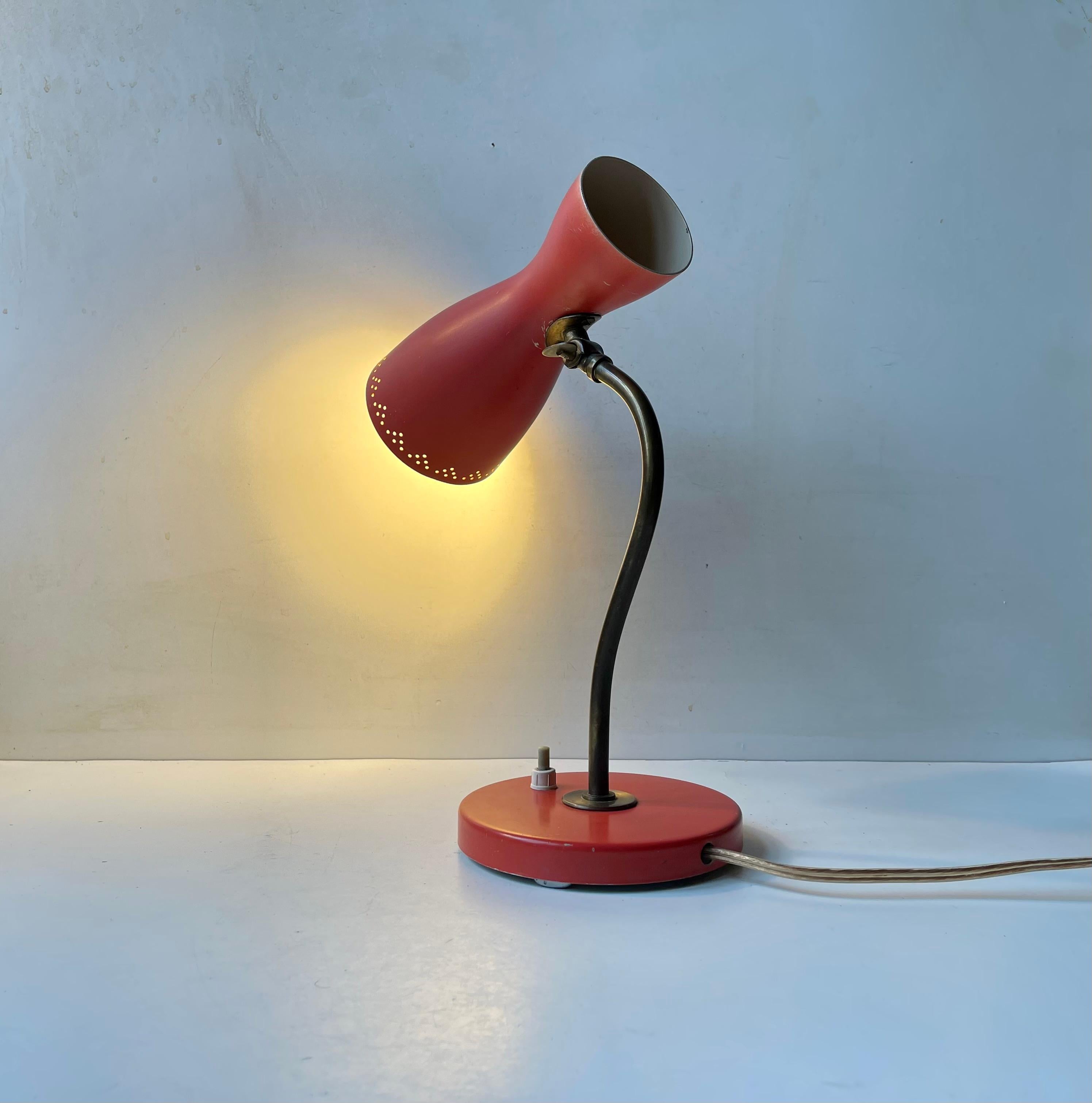 Mid-Century Modern Svend Aage Holm Sørensen Pastel Red Diablo Table Lamp, 1950s For Sale