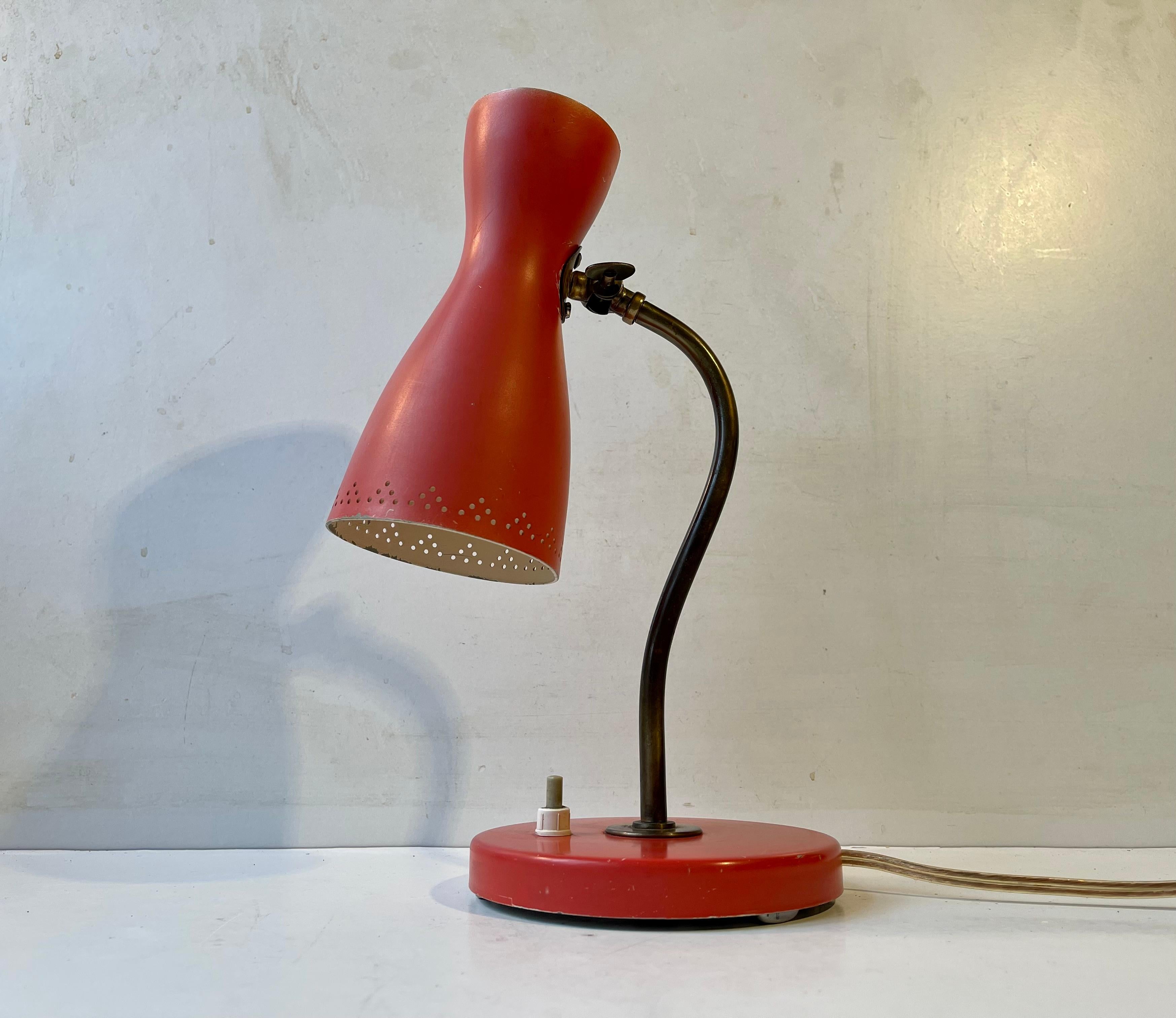 Scandinavian Svend Aage Holm Sørensen Pastel Red Diablo Table Lamp, 1950s For Sale