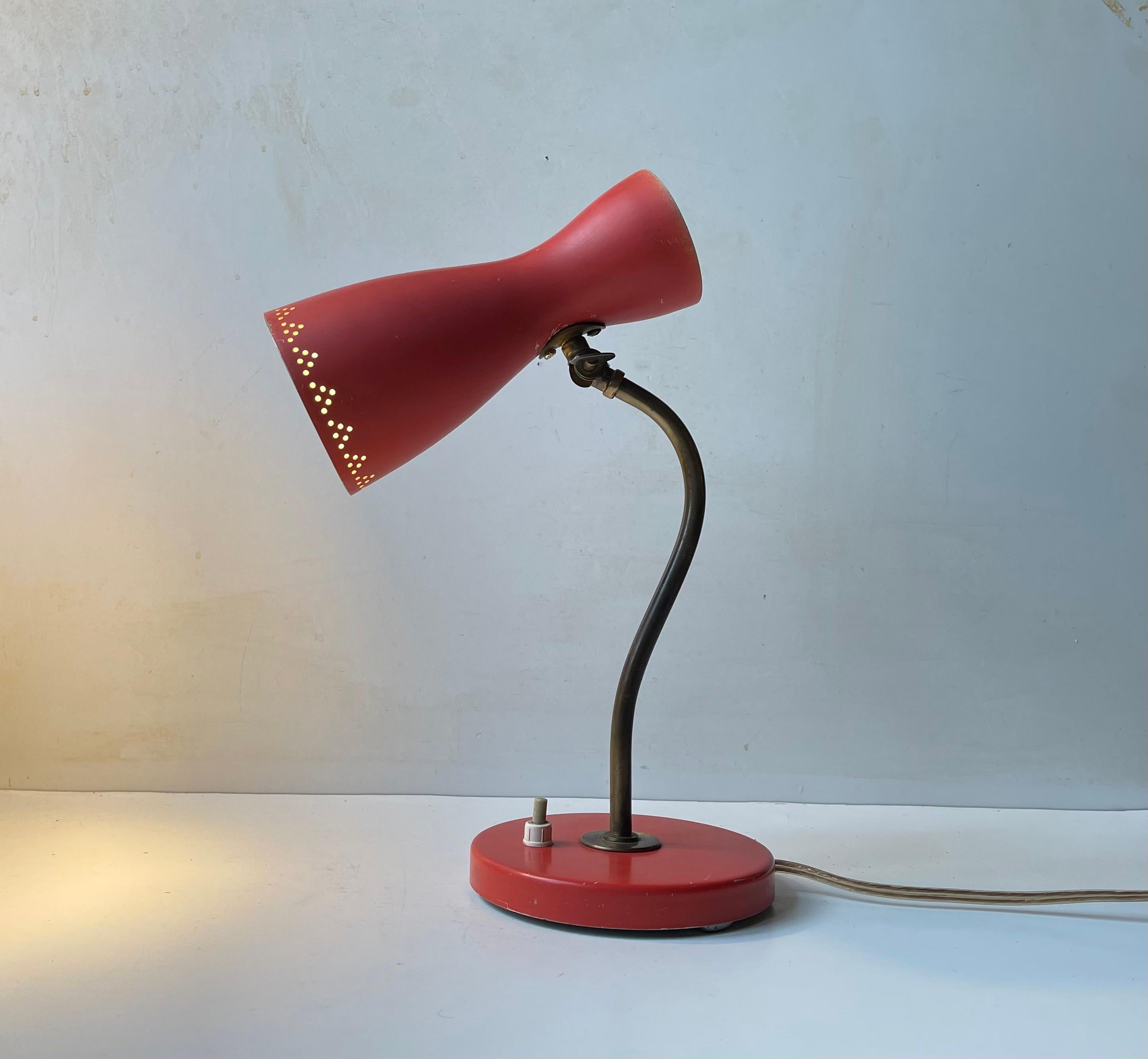 Mid-20th Century Svend Aage Holm Sørensen Pastel Red Diablo Table Lamp, 1950s For Sale