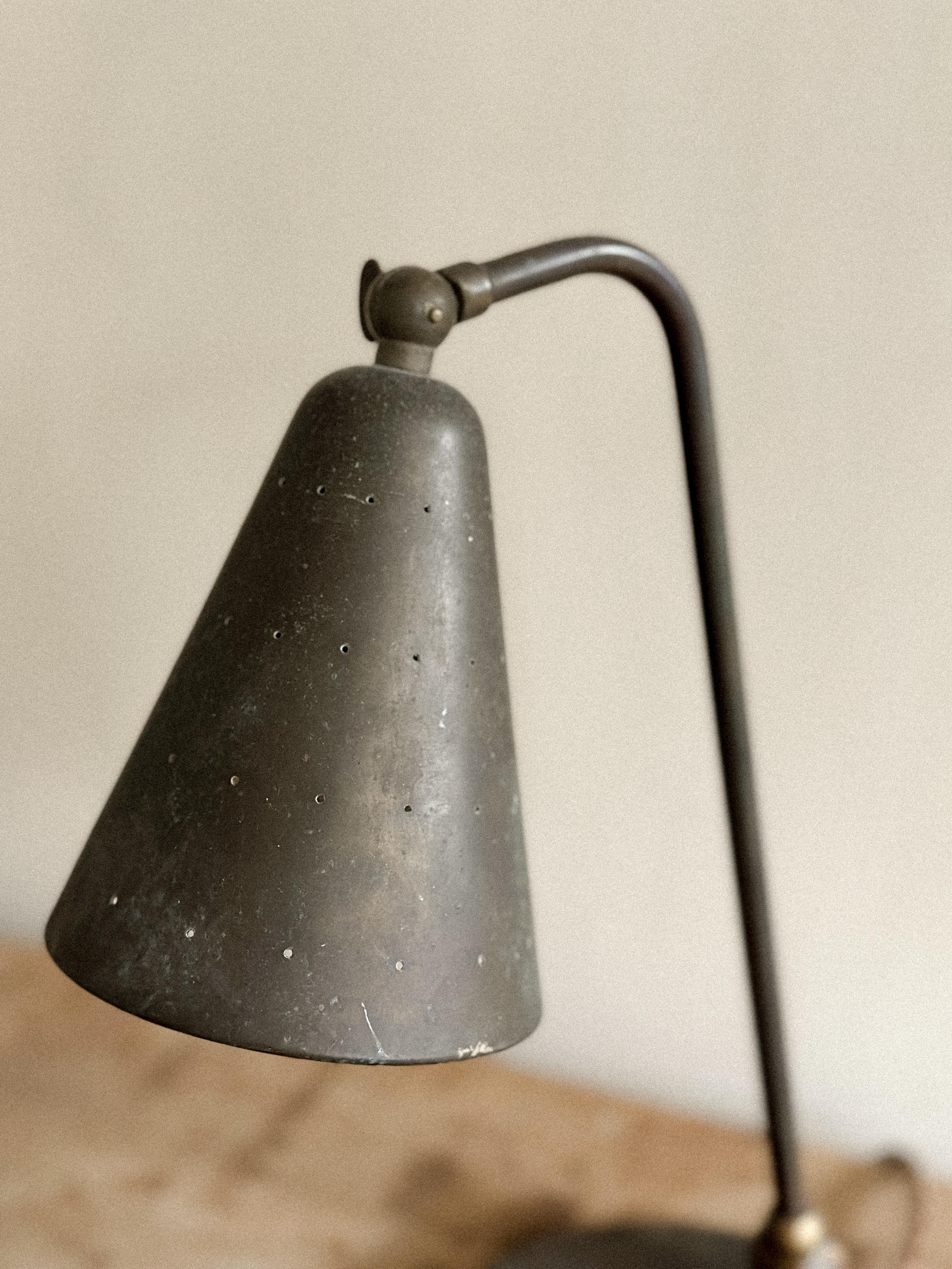 Danish Svend Aage Holm Sørensen, Patinated Table Lamp, Denmark 1940s For Sale