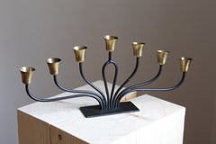 Svend Aage Holm Sørensen, Rare Candelabra, Brass, Lacquered Metal, Denmark 1960s