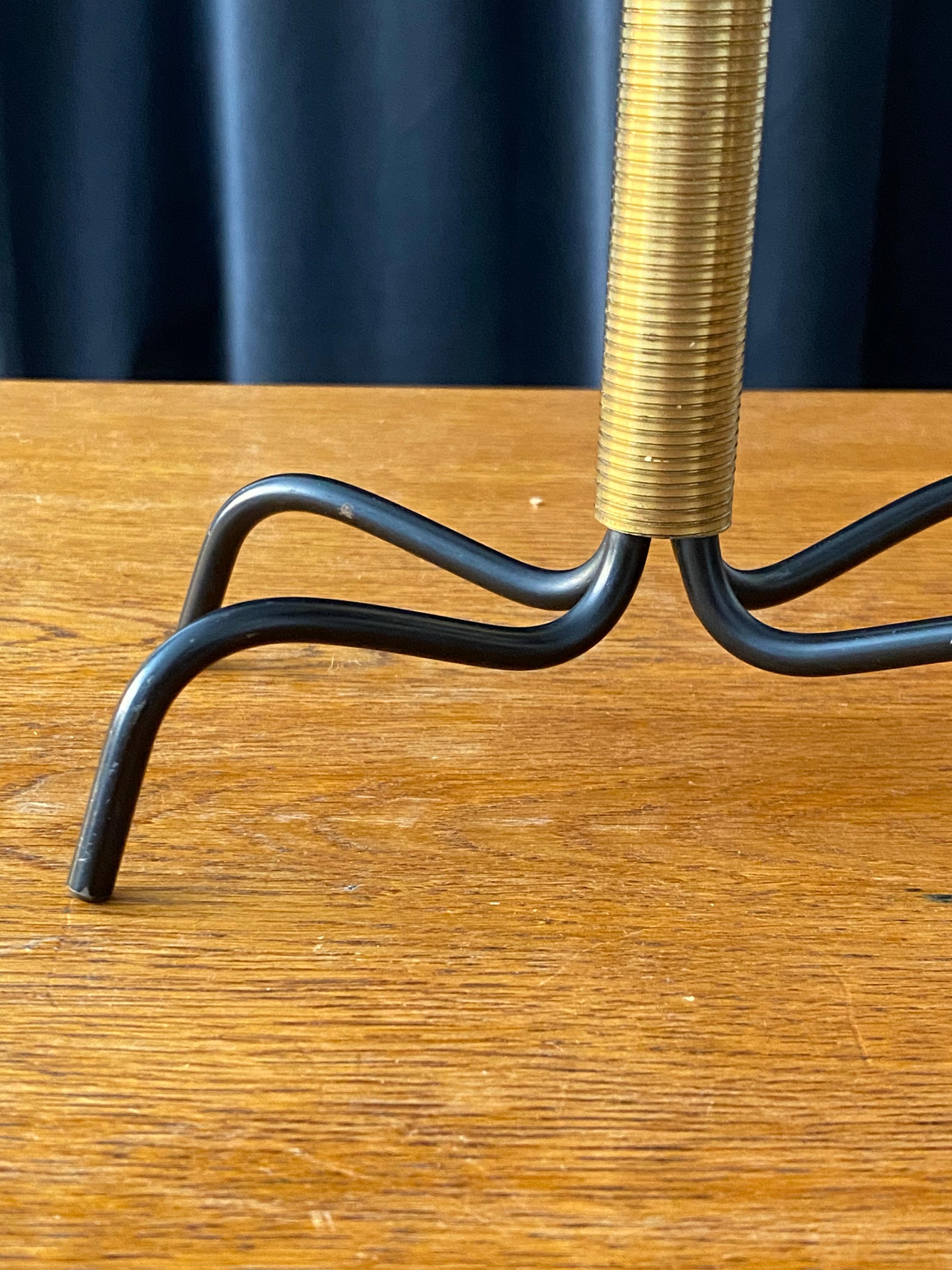 Svend Aage Holm Sørensen, Rare Candelabra, Brass, Lacquered Metal, Denmark 1960s In Good Condition In High Point, NC