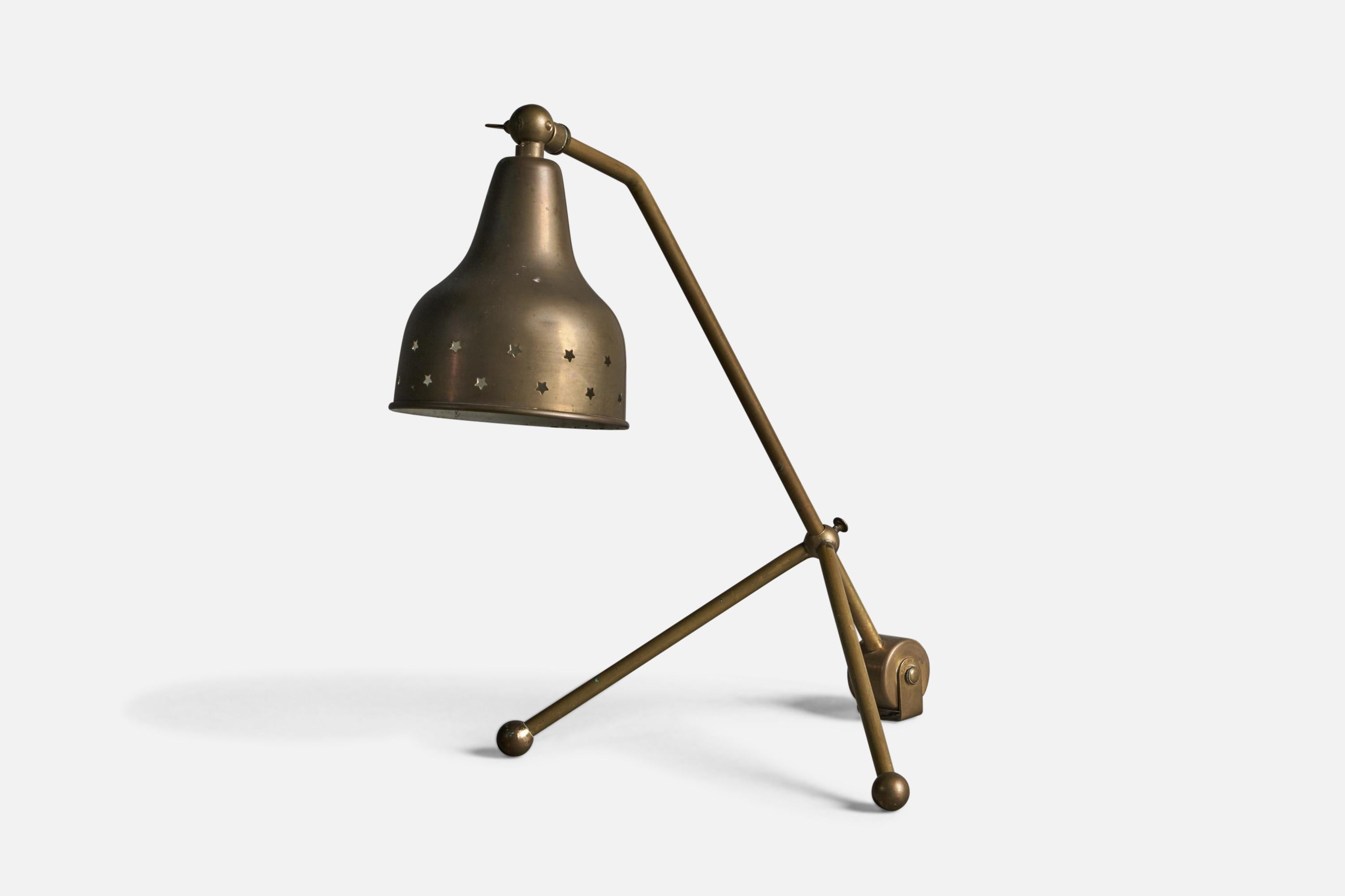 Mid-Century Modern Svend Aage Holm Sørensen, Table Lamp, Brass, Denmark, 1950s For Sale