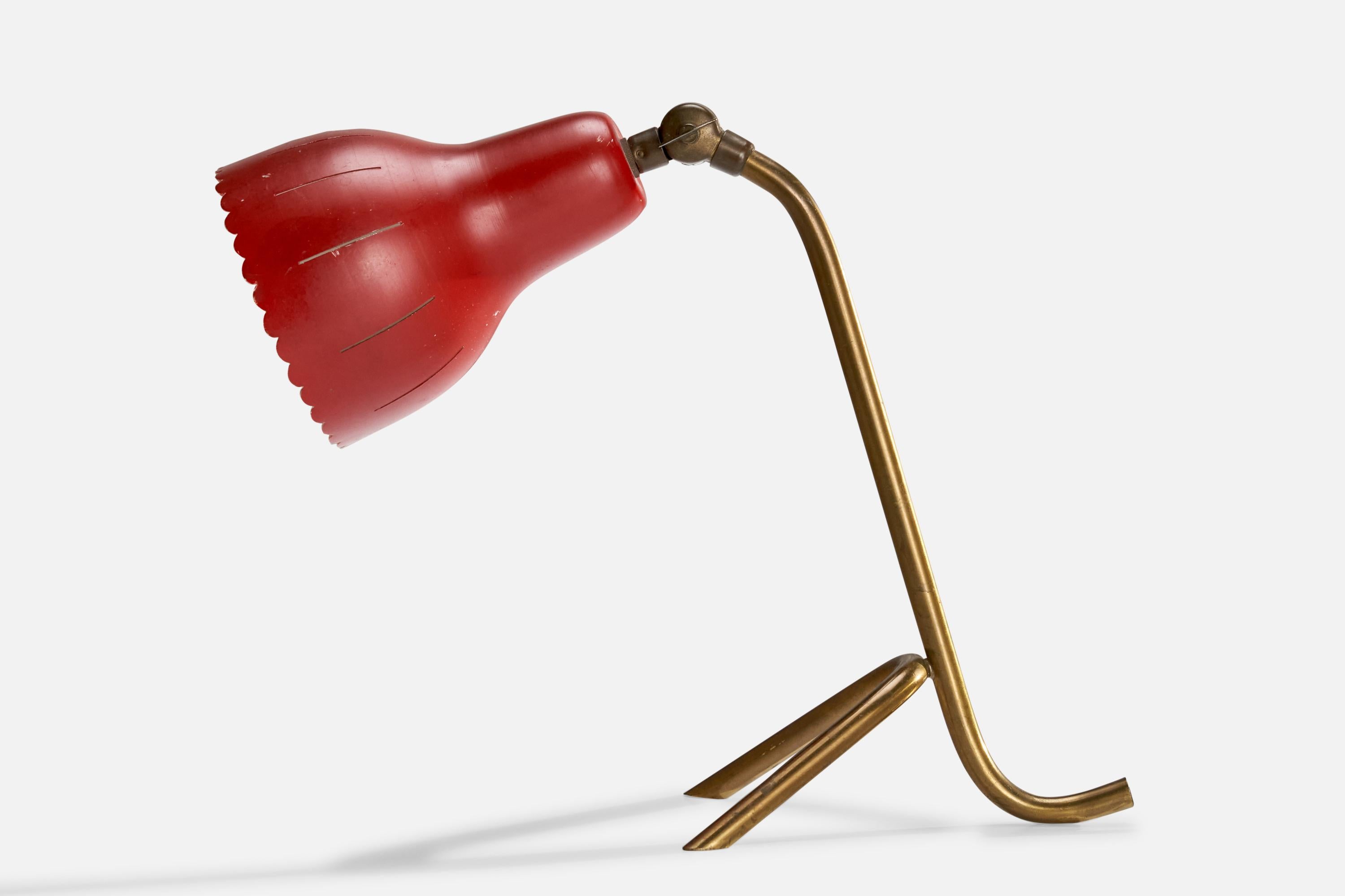 Scandinavo moderno Svend Aage Holm Sørensen, Lampada da tavolo, Ottone, Metallo, Danimarca, anni '50 in vendita
