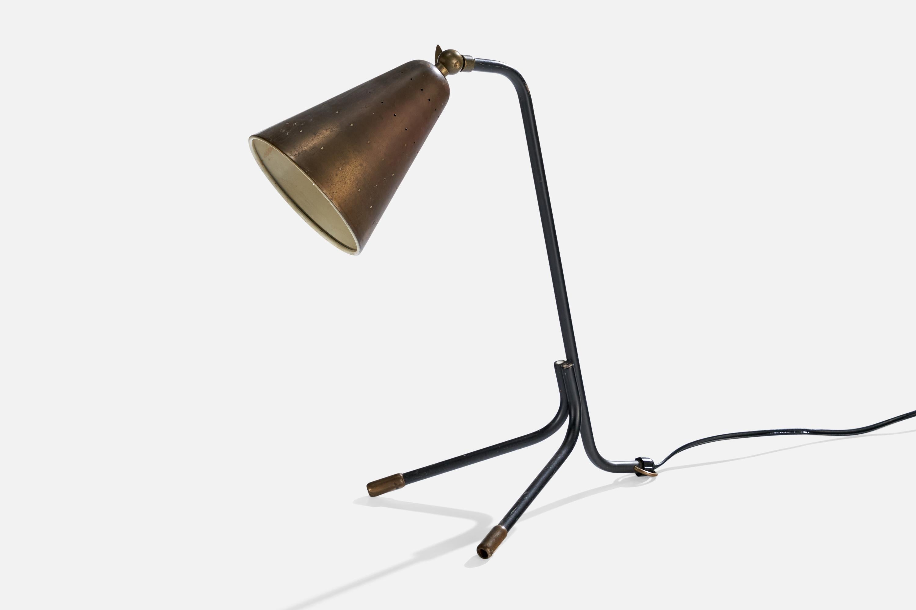 Svend Aage Holm Sørensen, Lámpara de mesa, Latón, Metal, Dinamarca, Años 50 Escandinavo moderno en venta