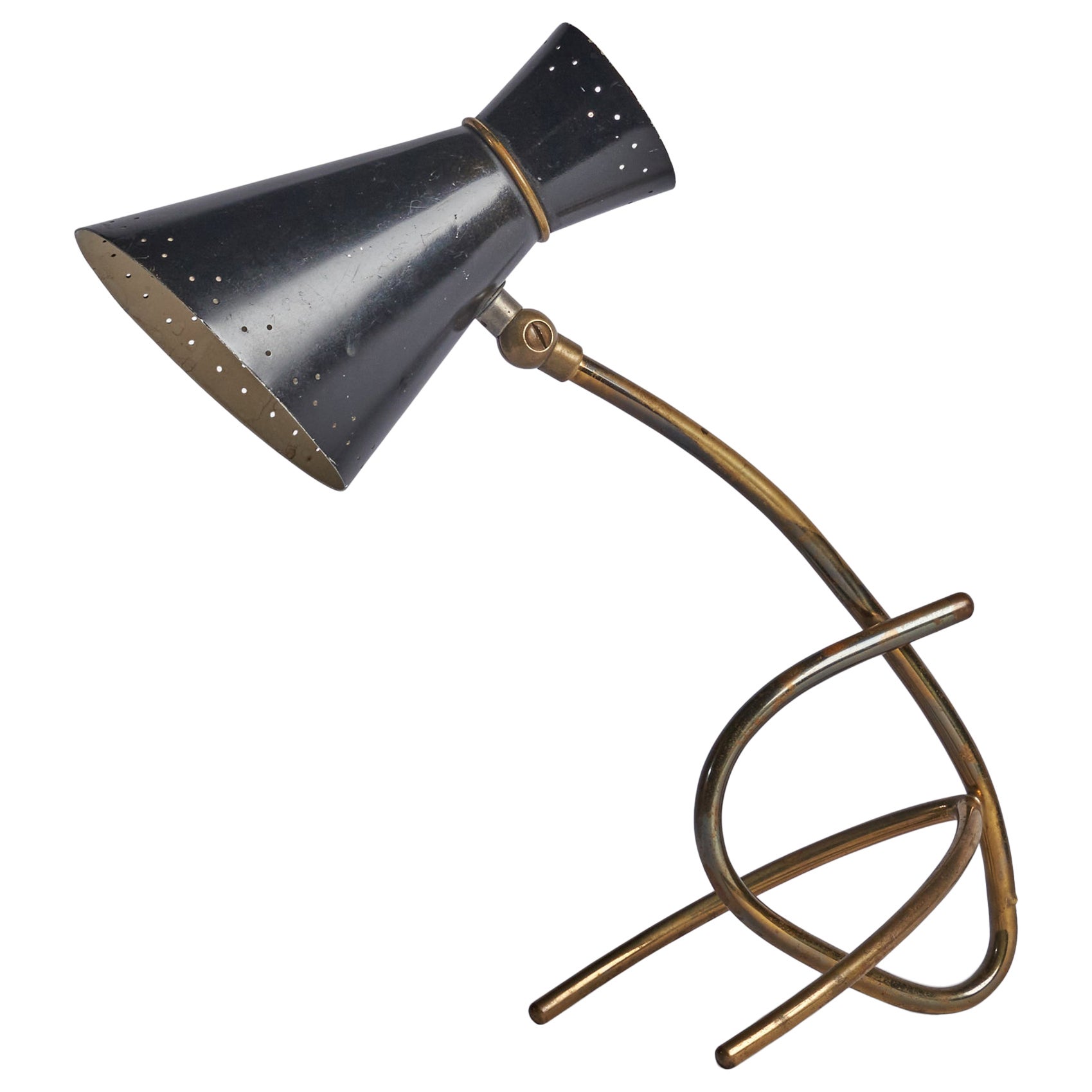 Svend Aage Holm Sørensen, lampe de table, laiton, métal, Danemark, années 1950