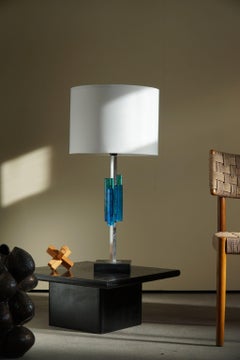 Svend Aage Holm Sørensen Table Lamp, Metal & Glass, Danish Modern Design, 1960s