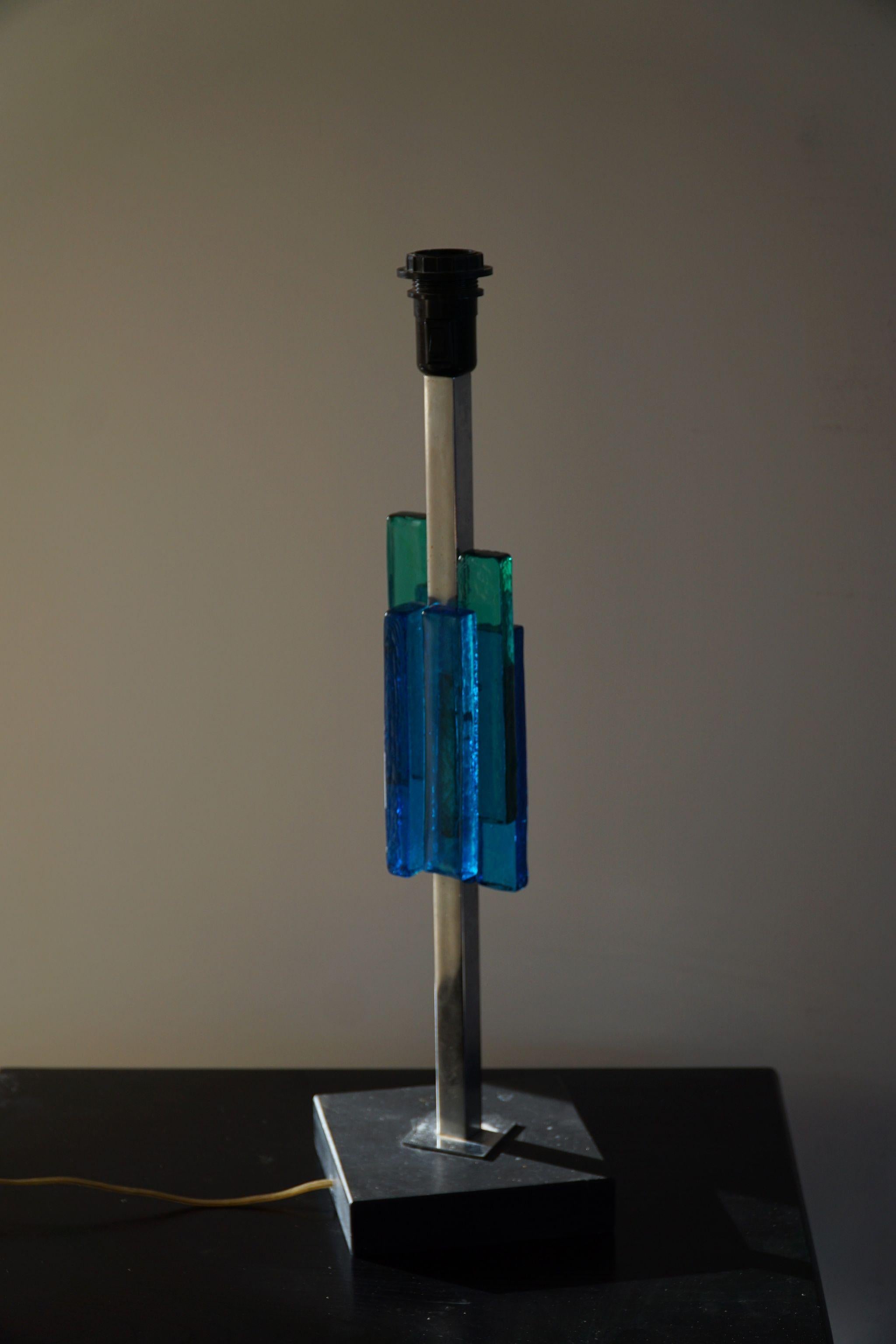 Svend Aage Holm Sørensen Table Lamp, Metal & Glass, Danish Modern Design, 1960s In Good Condition For Sale In Odense, DK