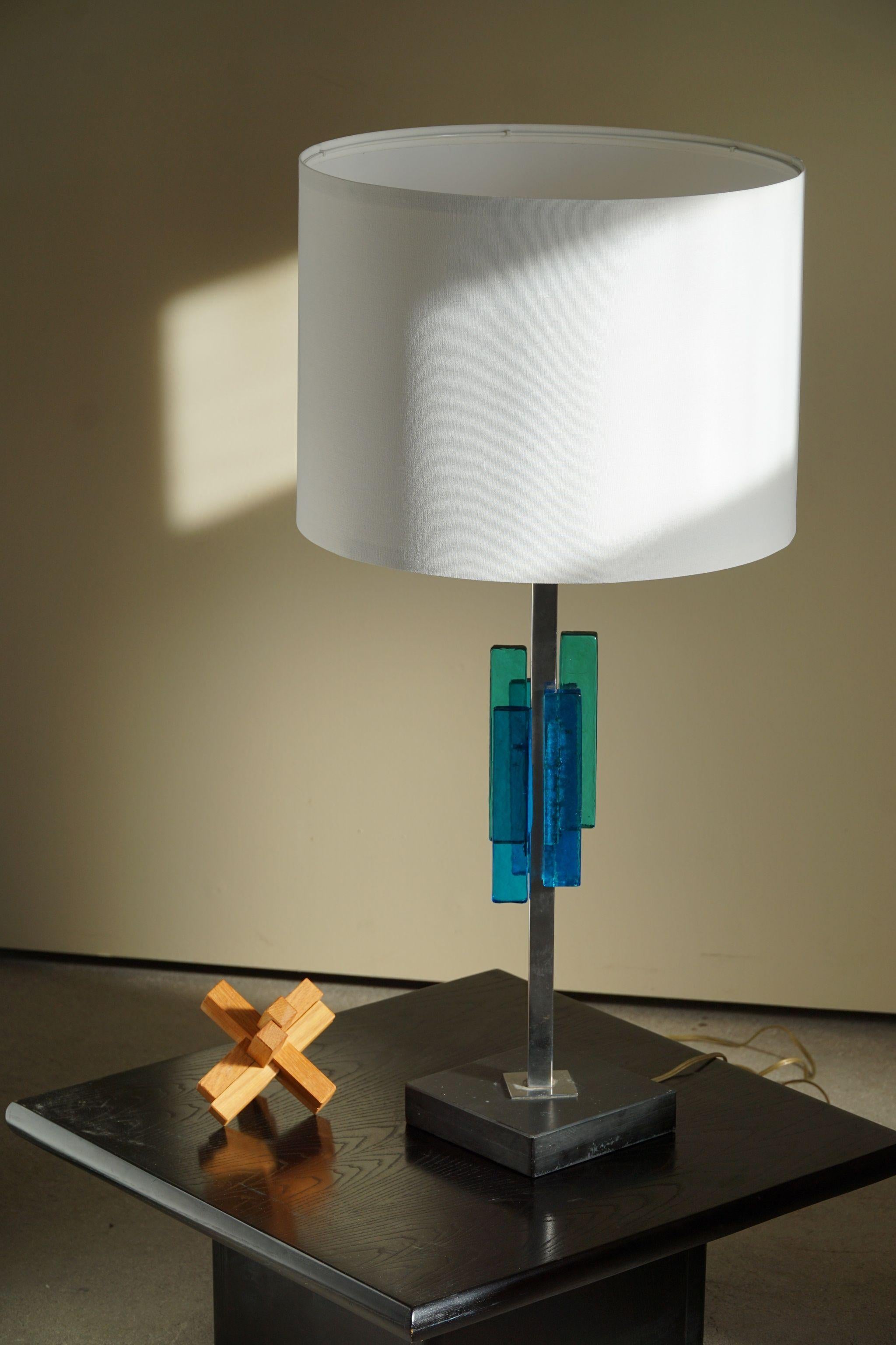 Svend Aage Holm Sørensen Table Lamp, Metal & Glass, Danish Modern Design, 1960s For Sale 2