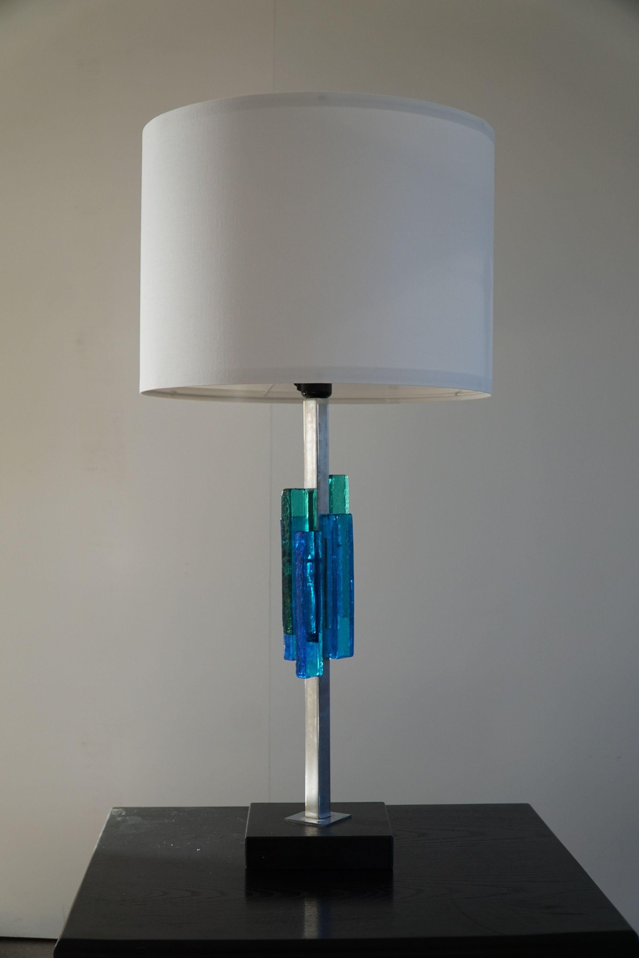 Svend Aage Holm Sørensen Table Lamp, Metal & Glass, Danish Modern Design, 1960s For Sale 3