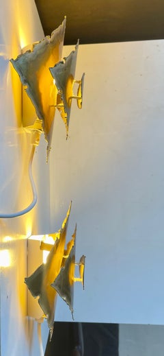 Svend Aage Holm-Sørensen Torch Cut Brutalist Brass Sconces in Brass, 1960s