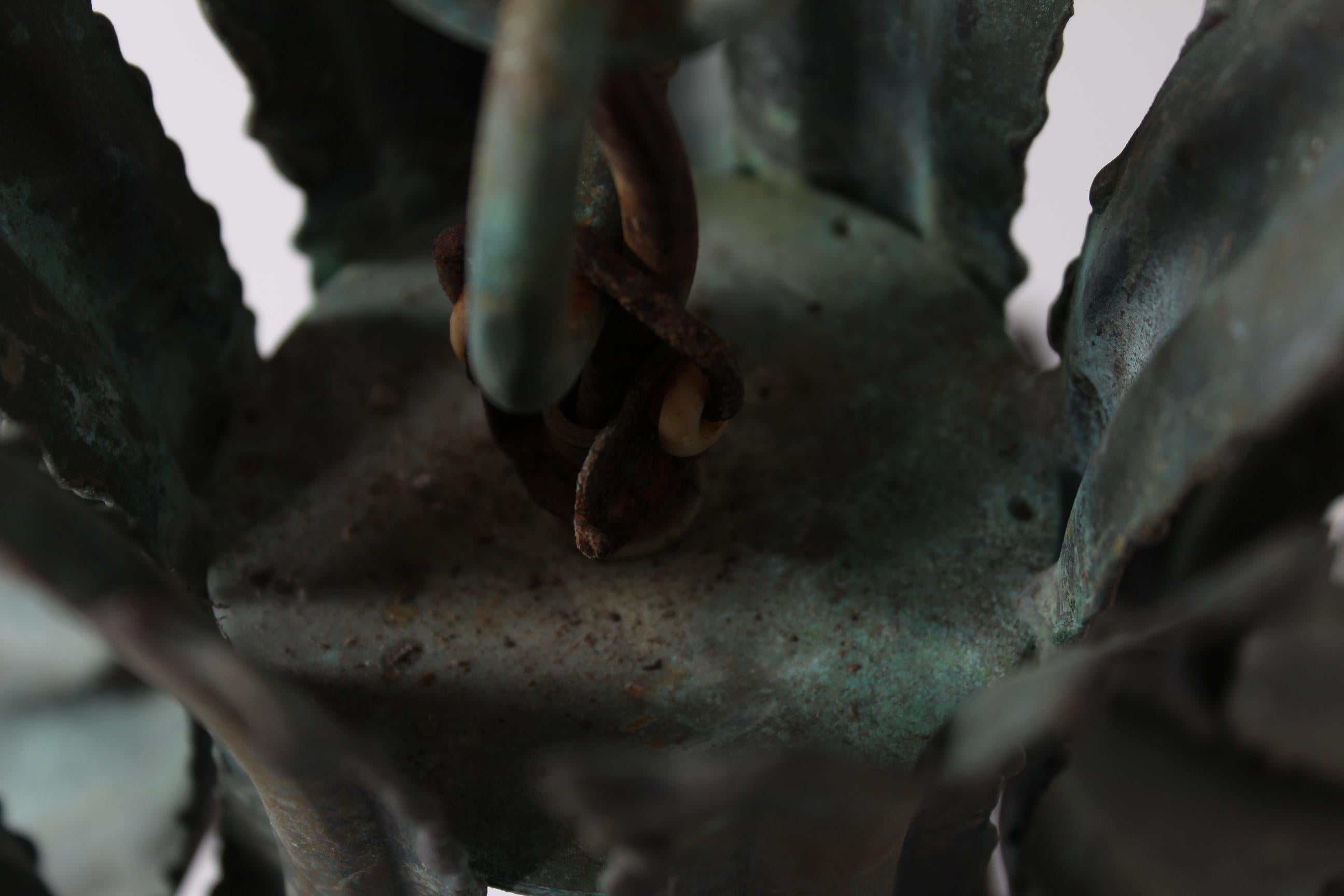 Svend Aage Holm Sørensen Pendentif Brutaliste en laiton vert Verdigris Danemark années 60 en vente 3
