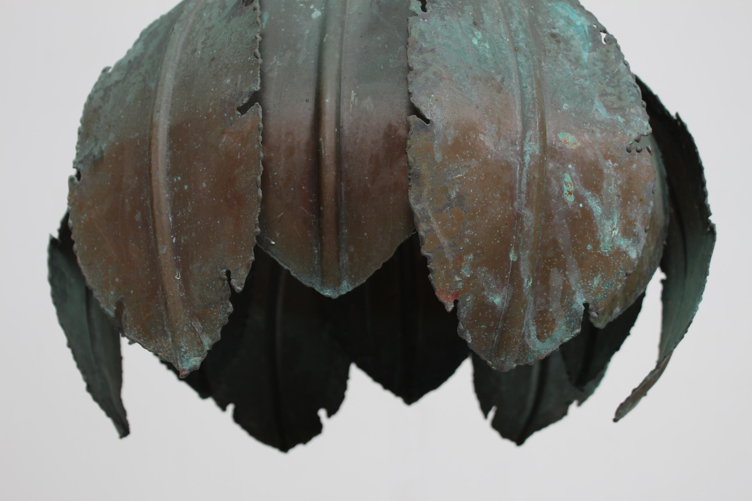 Svend Aage Holm Sørensen Pendentif Brutaliste en laiton vert Verdigris Danemark années 60 en vente 4