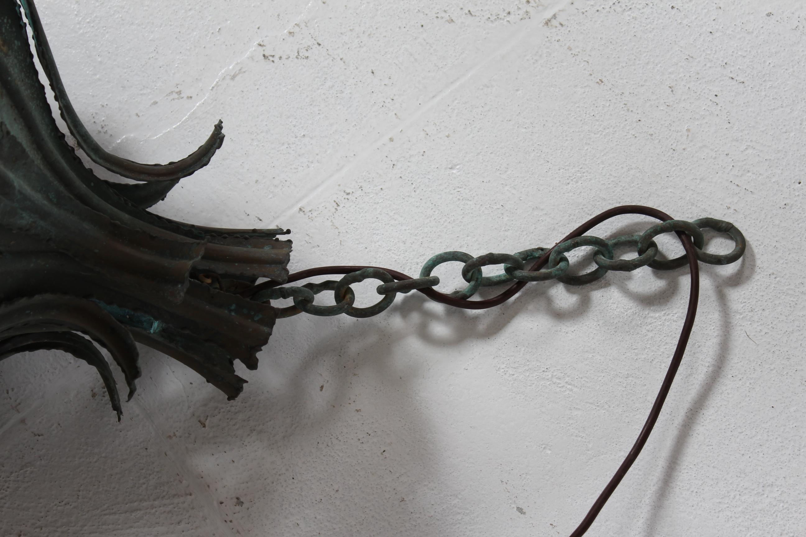 Svend Aage Holm Sørensen Pendentif Brutaliste en laiton vert Verdigris Danemark années 60 en vente 6