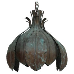 Svend Aage Holm Sørensen Ciondolo Brutalista Verde Verdigris in Ottone Danimarca Anni '60