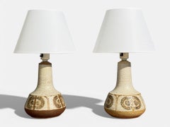 Svend Aage Jensen, Lampade da tavolo, Gres beige, Danimarca, anni '60