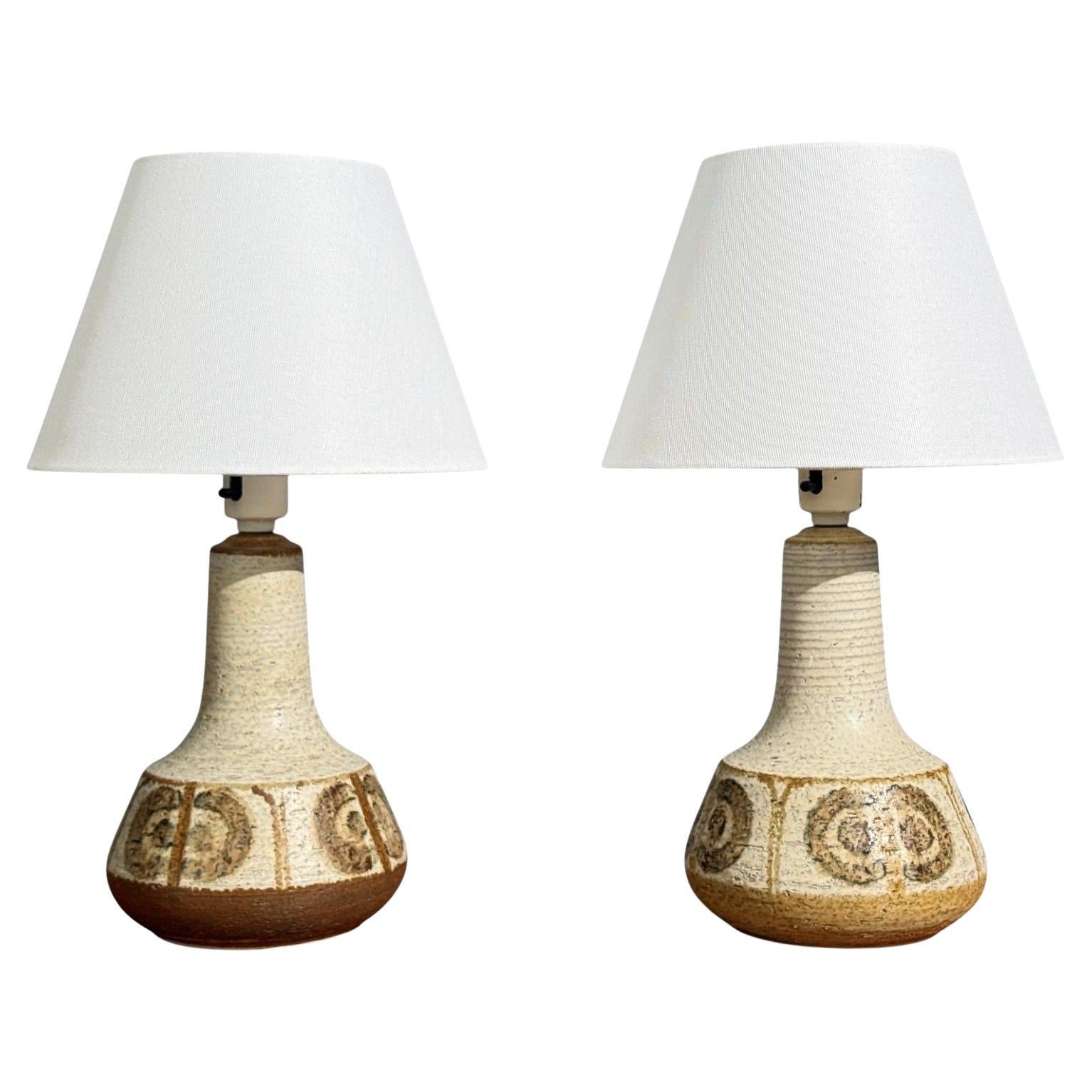 Svend Aage Jensen, Lámparas de sobremesa, Gres beige, Dinamarca, Años 60