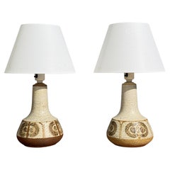 Svend Aage Jensen, Lámparas de sobremesa, Gres beige, Dinamarca, Años 60