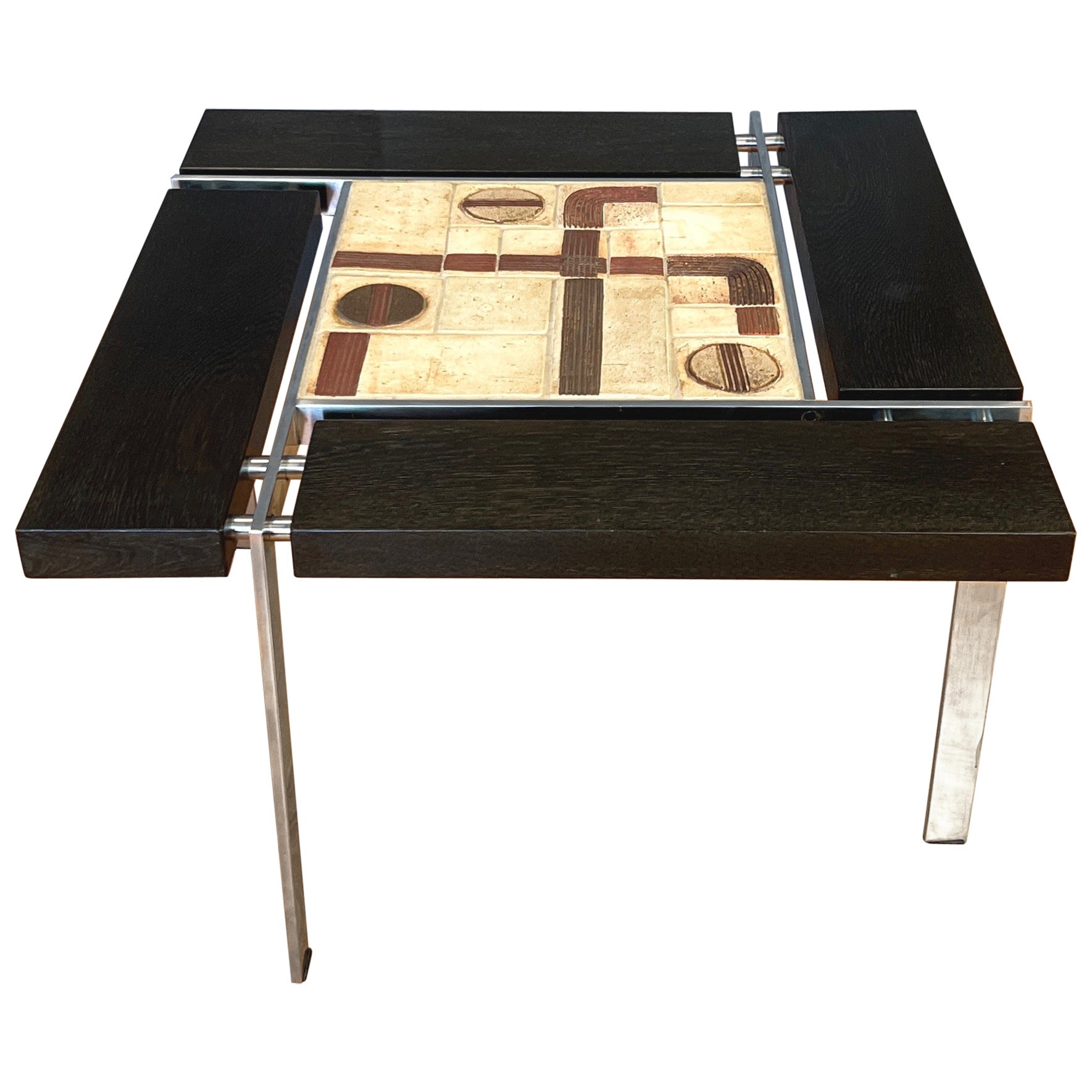Svend Aage Jessen Sejer Tile, Ash, and Steel Coffee Table for Ryseberg, 1965 For Sale