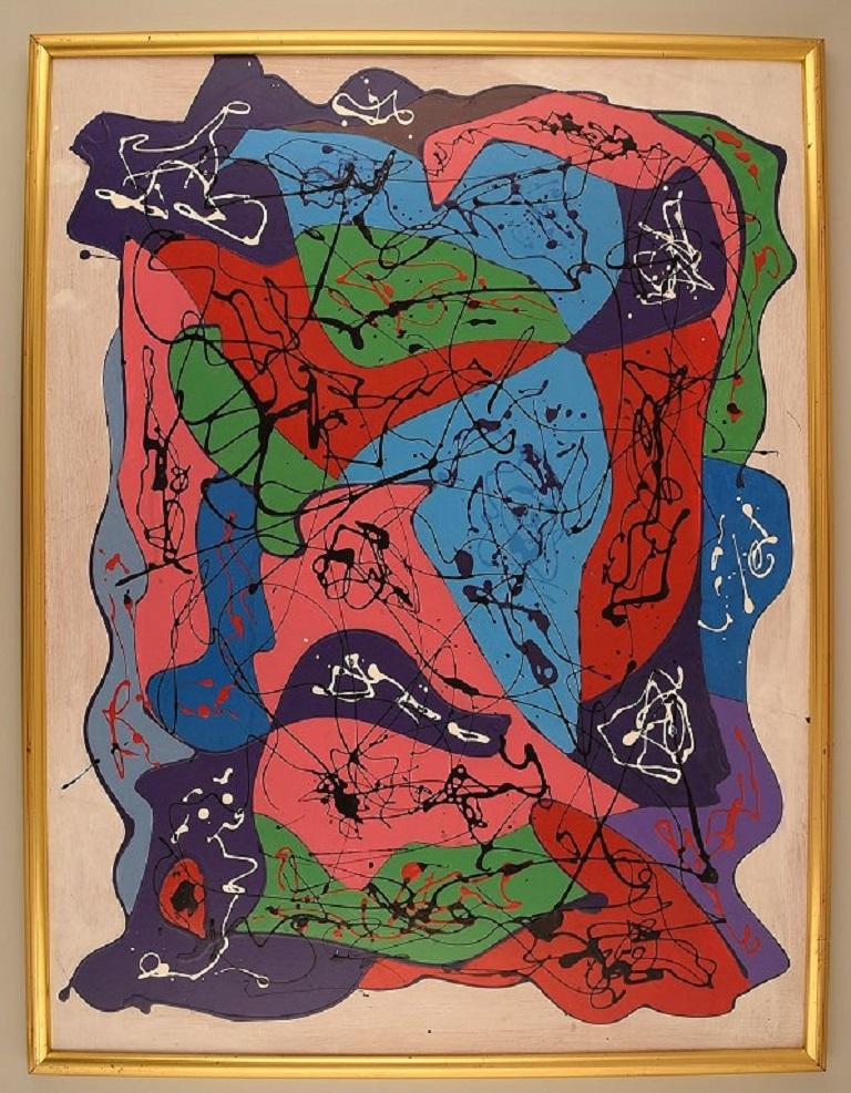 Svend Aage Krogstrup, artiste danois. 
Acrylique sur carton. Composition abstraite. Daté de 1995.
La planche mesure : 80 x 60 cm.
Le cadre mesure : 2 cm.
En parfait état.
Signé et daté.